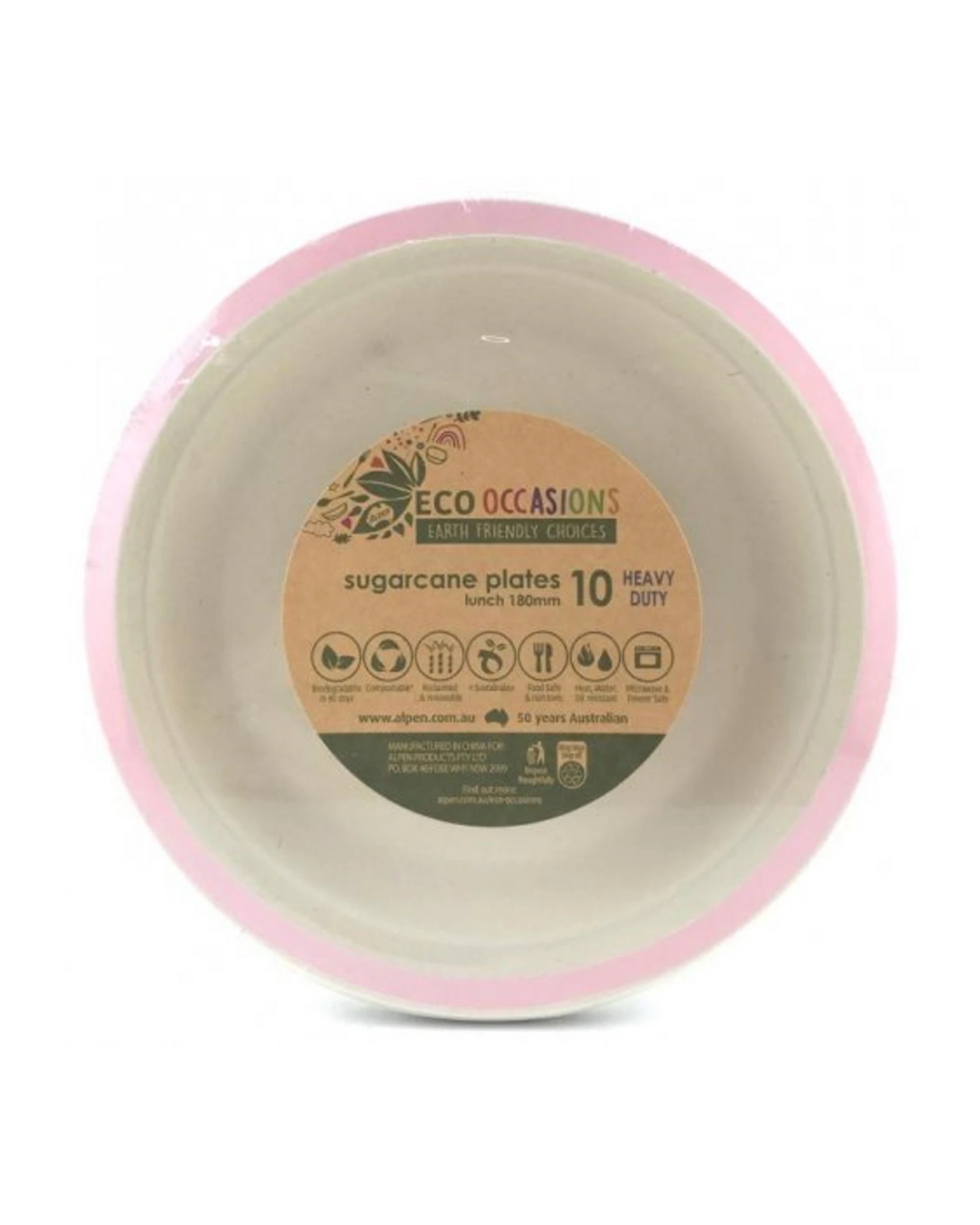 2 Alpen Light Pink Rim Sugar Cane Small Plates Pack of 10Pink - Pink, 2 of 3