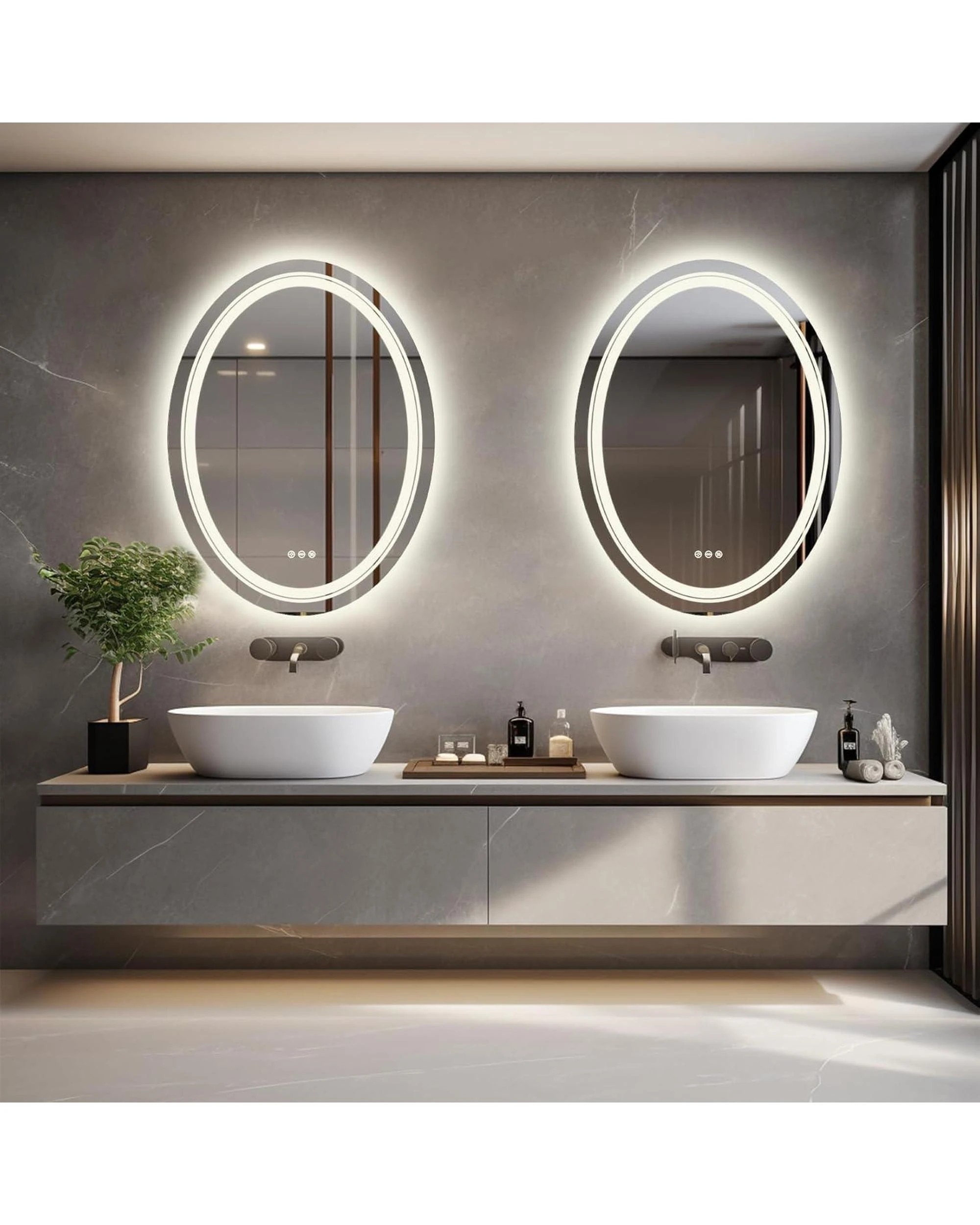 4 OAKORY 60x80cm Oval LED Smart Bathroom Mirror Front and Backlit Anti-Fog Dimmable, 4 of 4