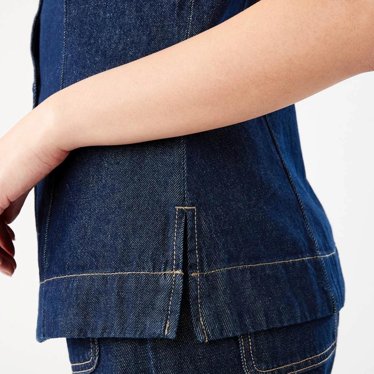 8 Sleeveless Longline Denim Vest INDIGO WASH, 8 of 8