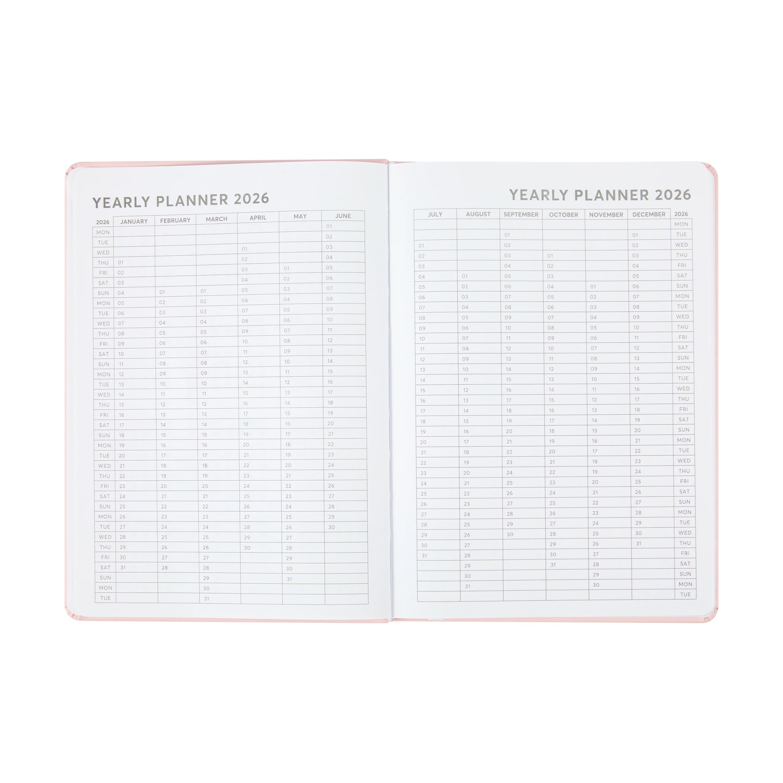 6 2026 Weekly Diary - Pink, 6 of 9