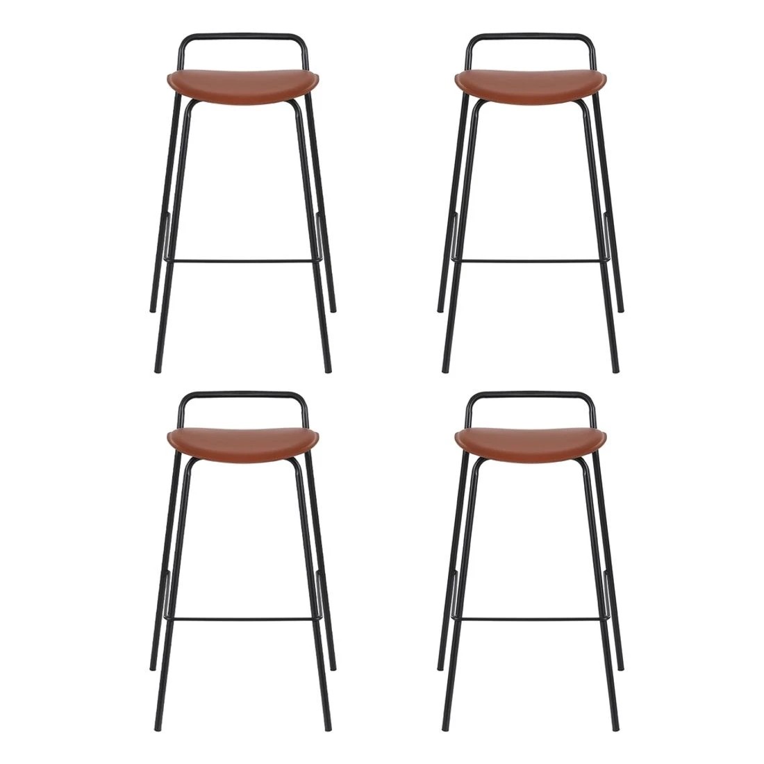 3 4x Artiss Bar Stools Kitchen Counter Dining Chair Metal Brown - Brown, 3 of 6