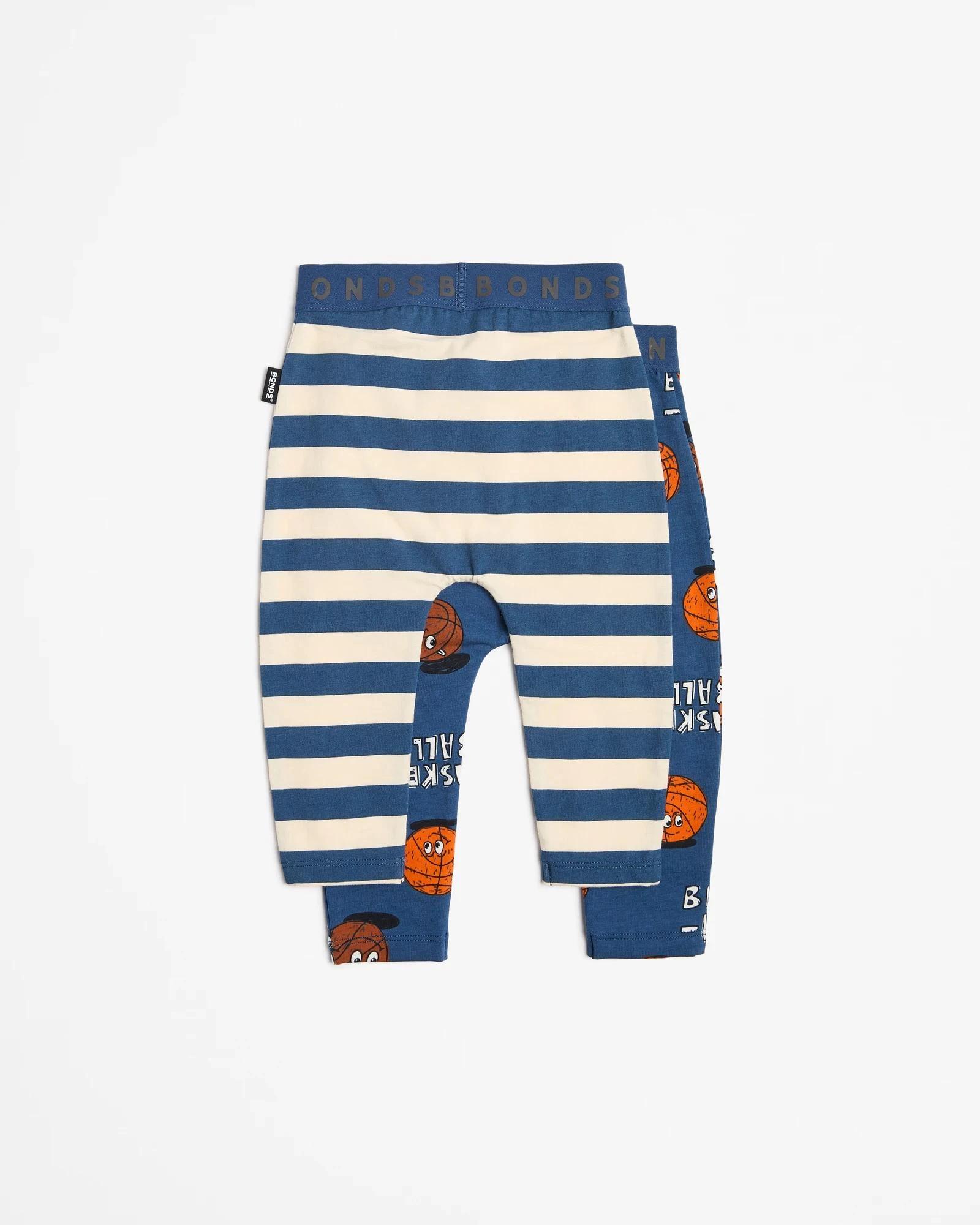 4 Baby Bonds Stretchies Leggings 2 Pack - Navy Blue Bounce Club/Rugby Stripe NAVY BLUE BOUNCE CLUB/RUGBY STRIPE, 4 of 4