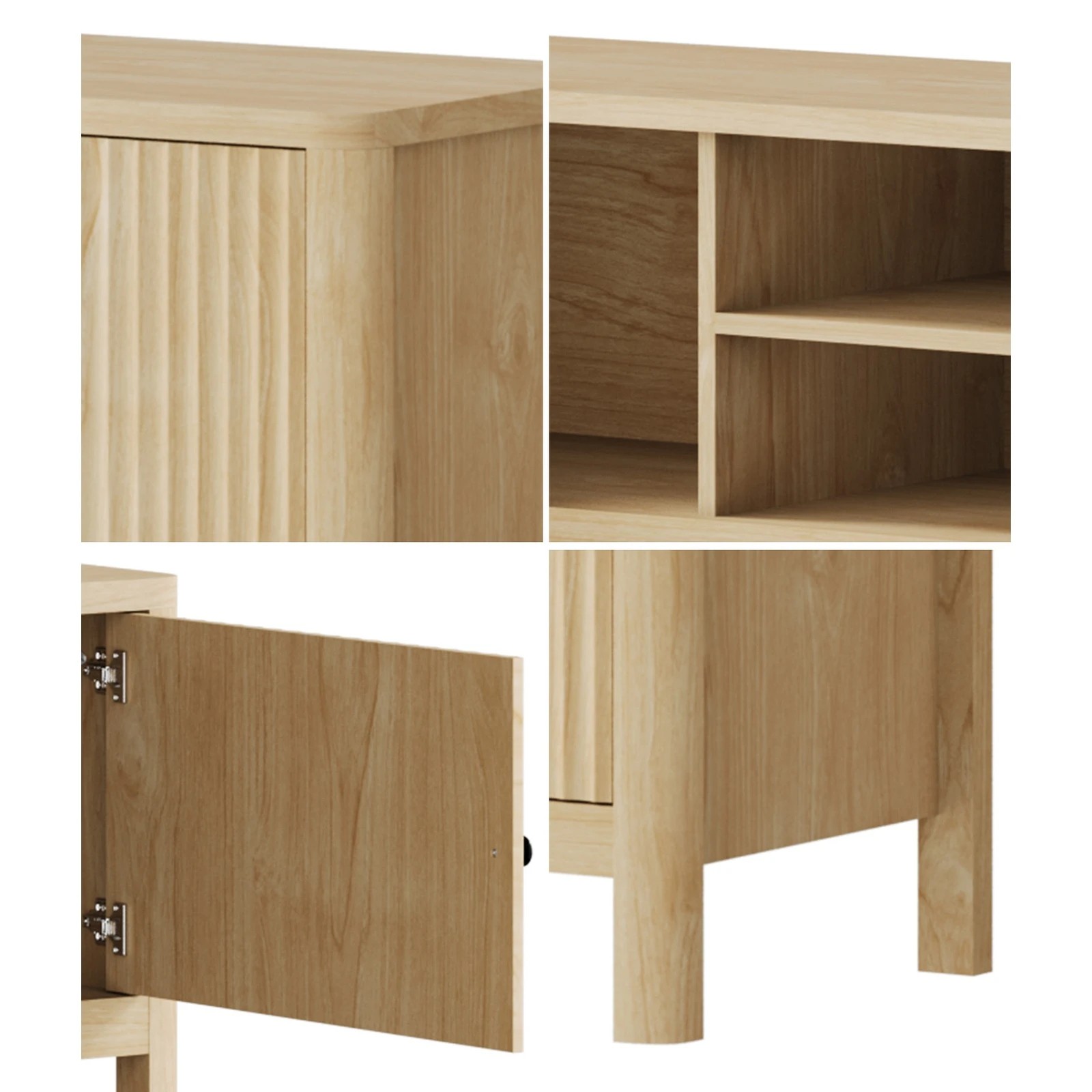 4 Oikiture Tv Cabinet Entertainment Unit Stand 160cm
 - Natural, 4 of 9