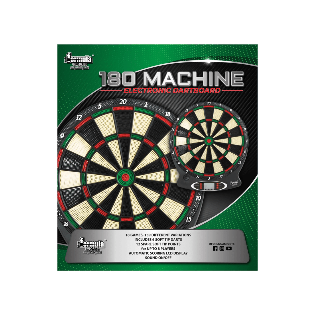 1 Formula Sports 180 Machine Electronic Dart Board 18 Games with Soft Tip Darts, 1 of 2