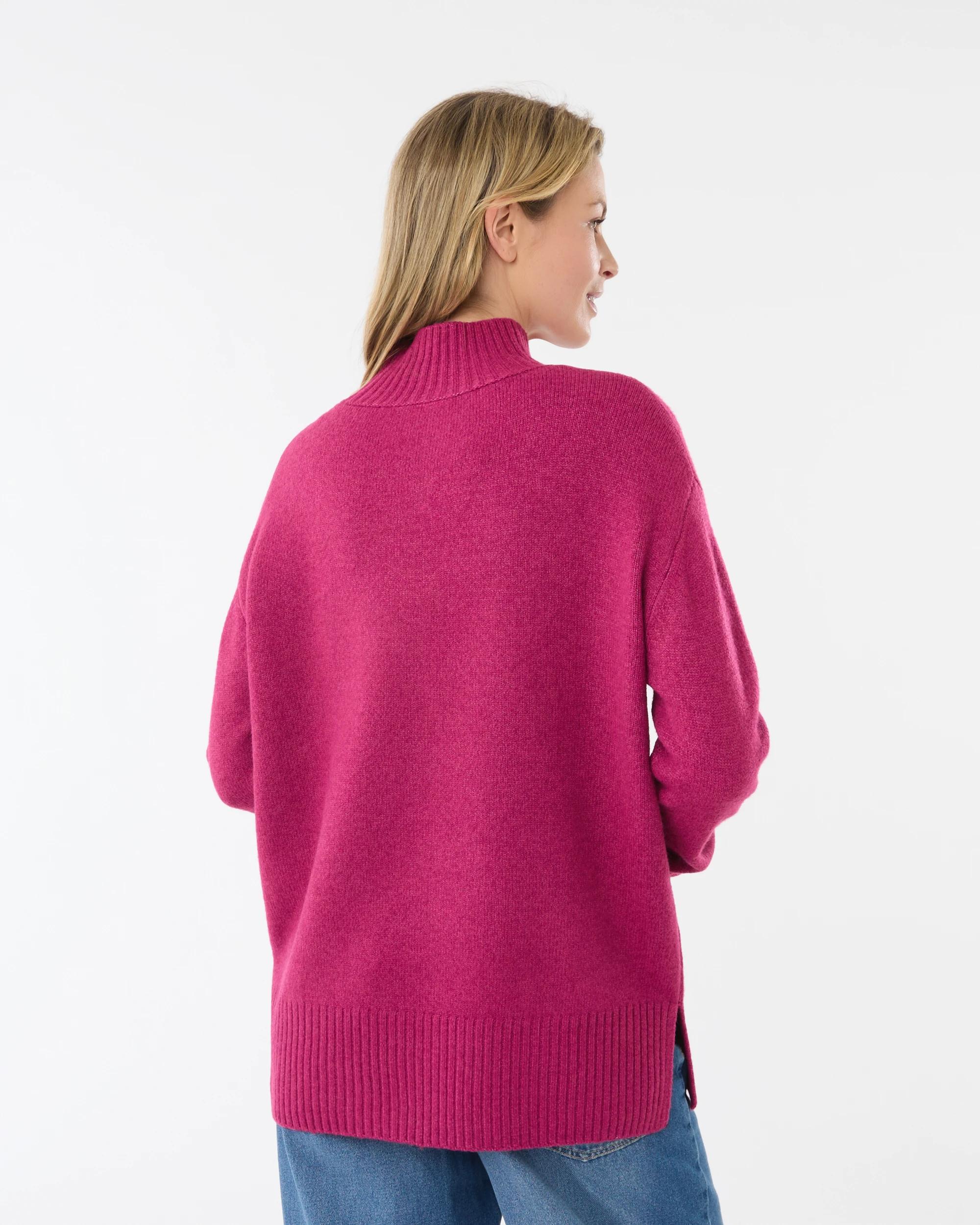 3 Funnel Split Hem Jumper Fuscia, 3 of 6