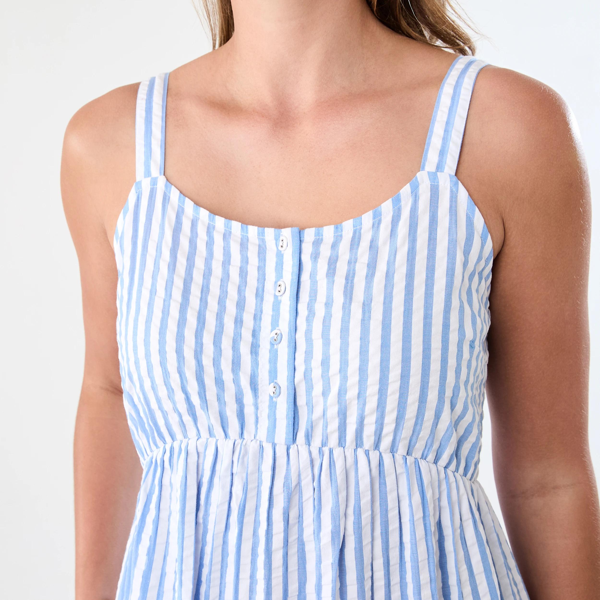 5 Maternity Sleeveless Dress Blu Stripe, 5 of 7