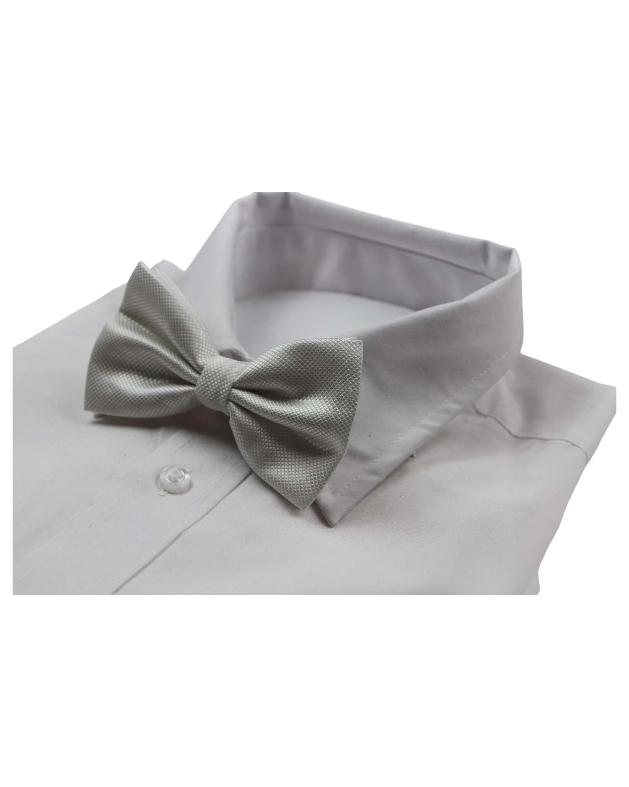 1 Zasel Mens White Plain Coloured Checkered Bow Tie - White, 1 of 5