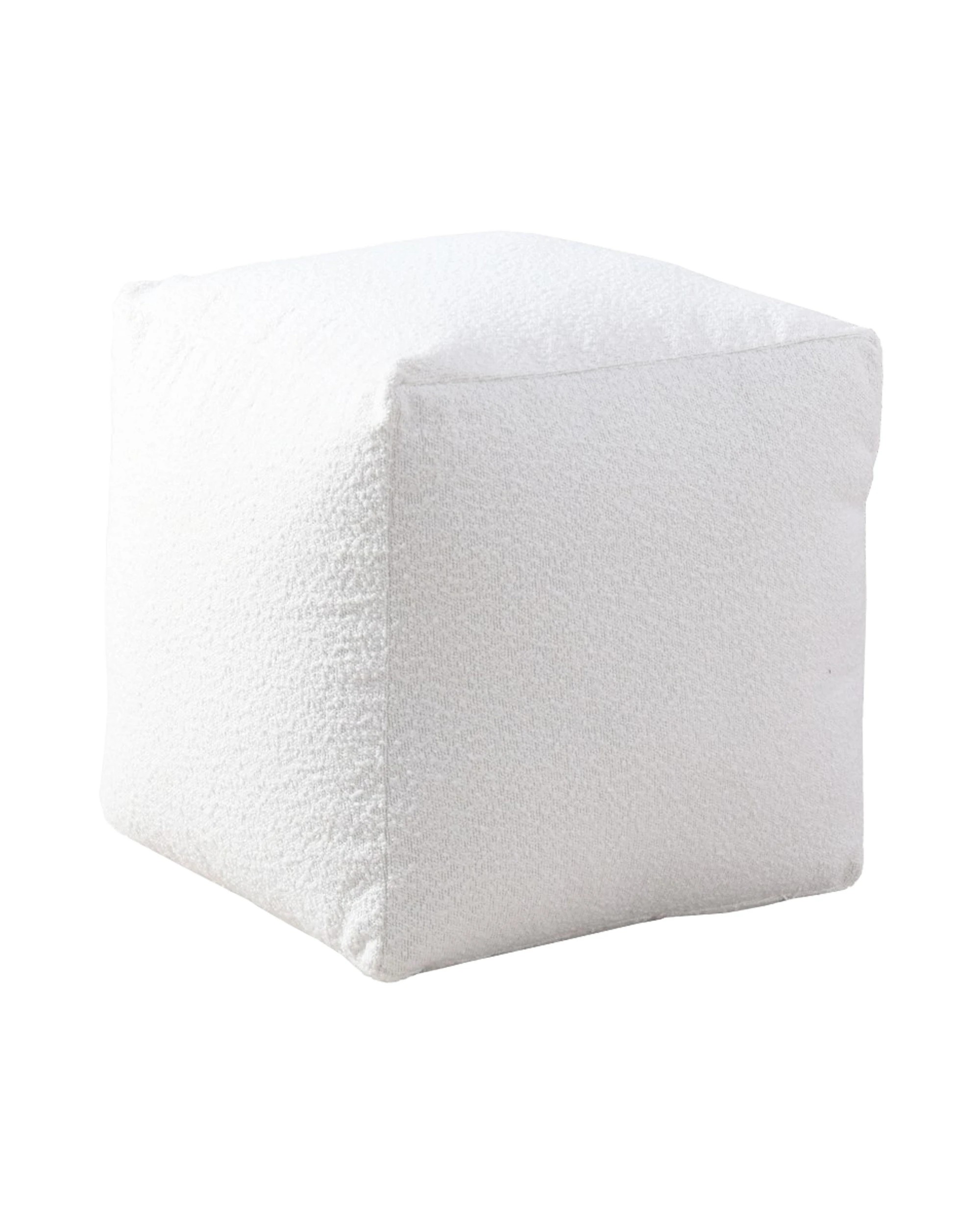 1 Cadence & Co. Blake Boucle Pouffe Cover 50x50x50cm - Ivory, 1 of 5