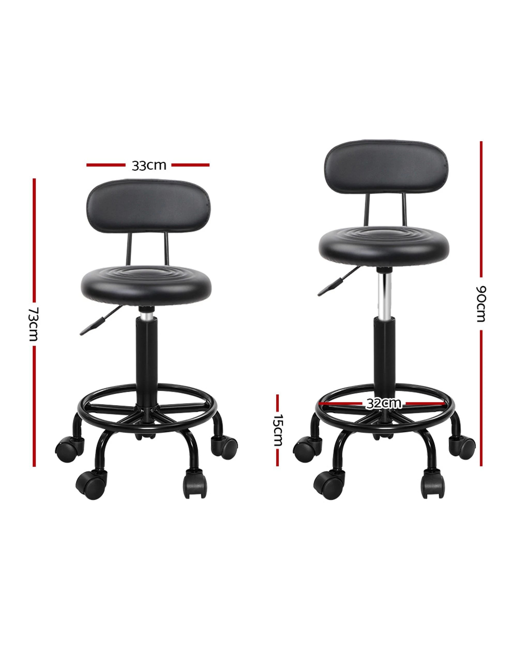 2 Artiss Salon Stool Swivel Chair Backrest
 - Black, 2 of 3