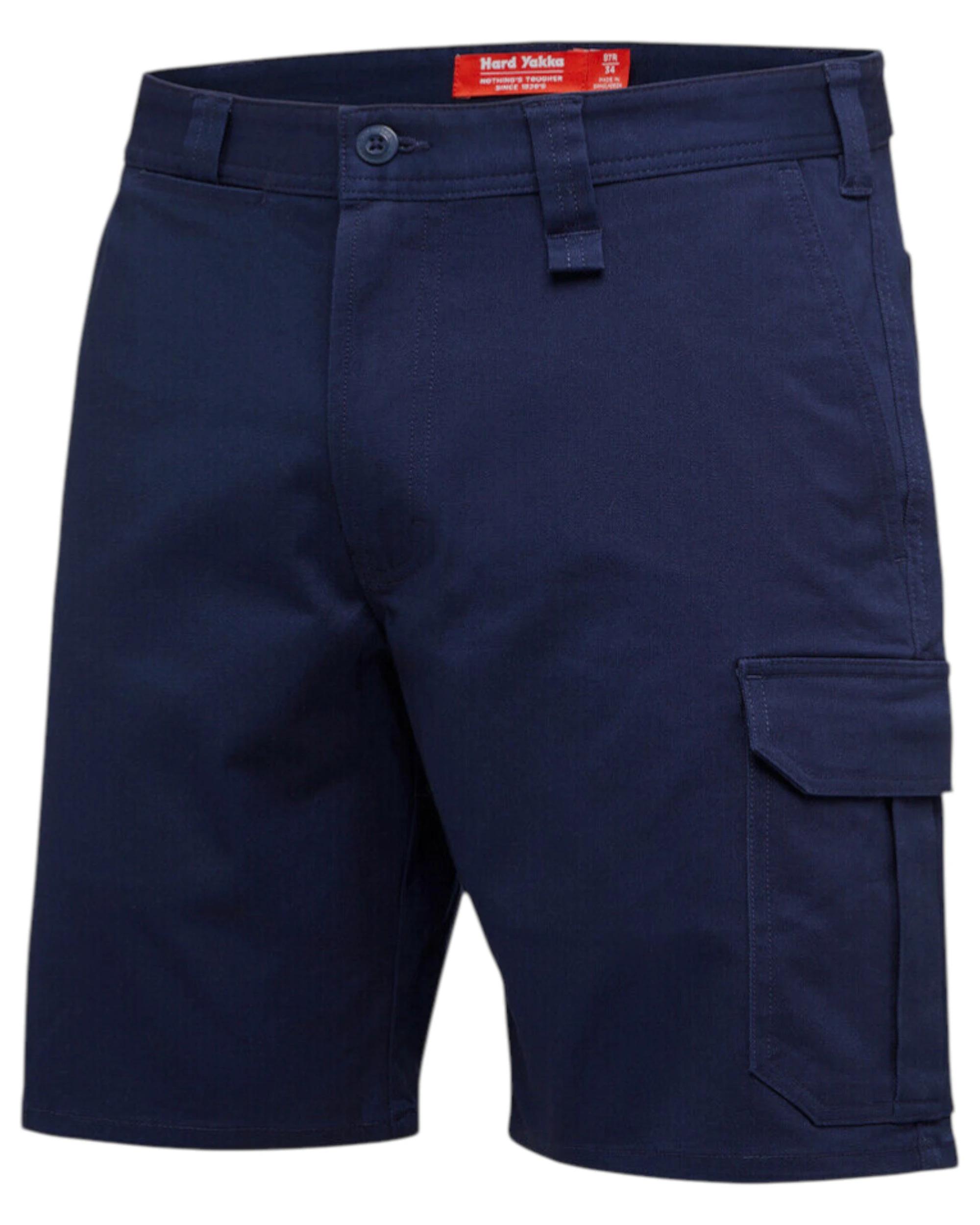 1 Hard Yakka 3 Pack Mens Core Basic Stretch Drill Cargo Short NAVY, 1 of 7