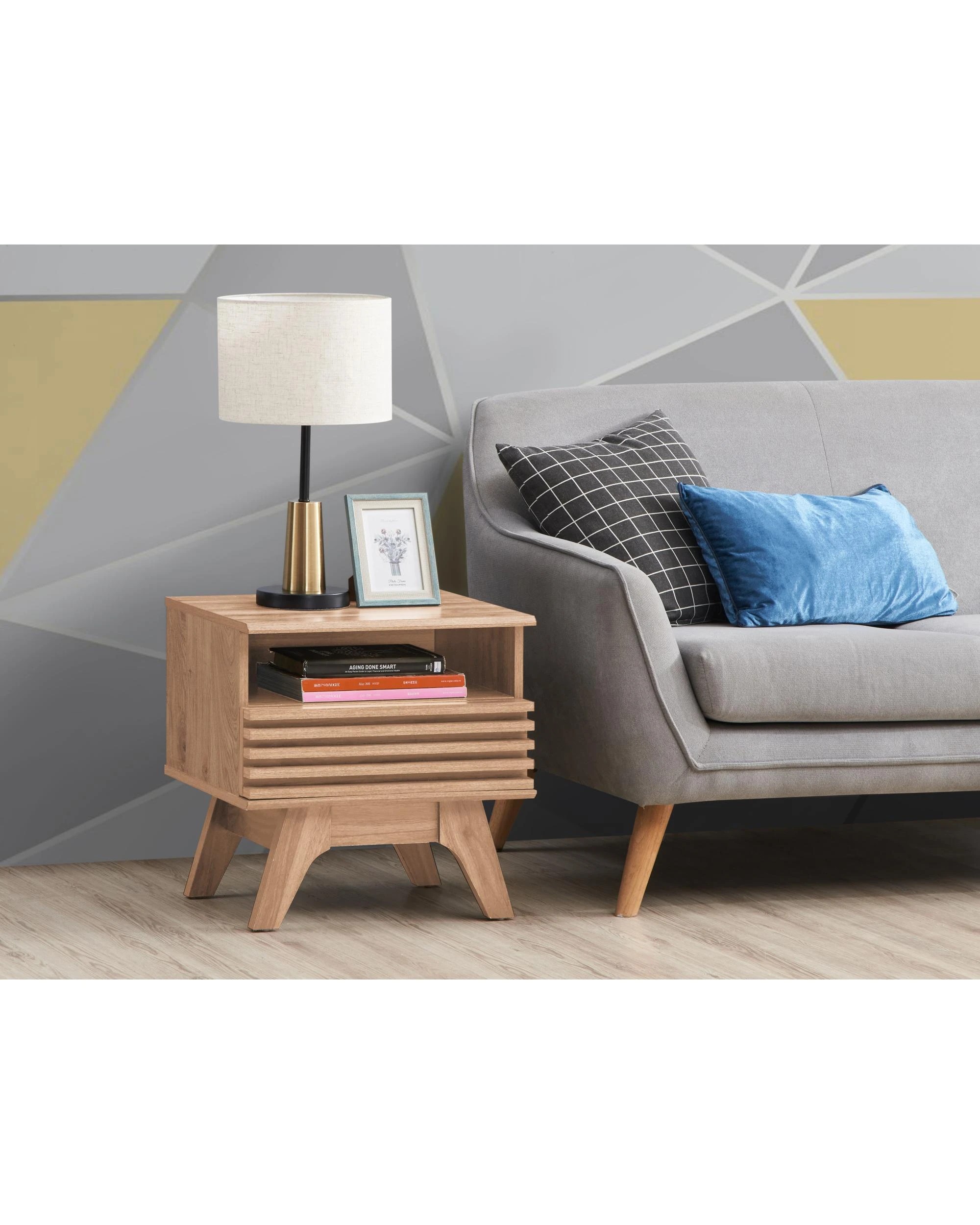 2 Kodu Bedside Unit Side Table Nightstand 1 Drawer Oak - Natural, 2 of 5