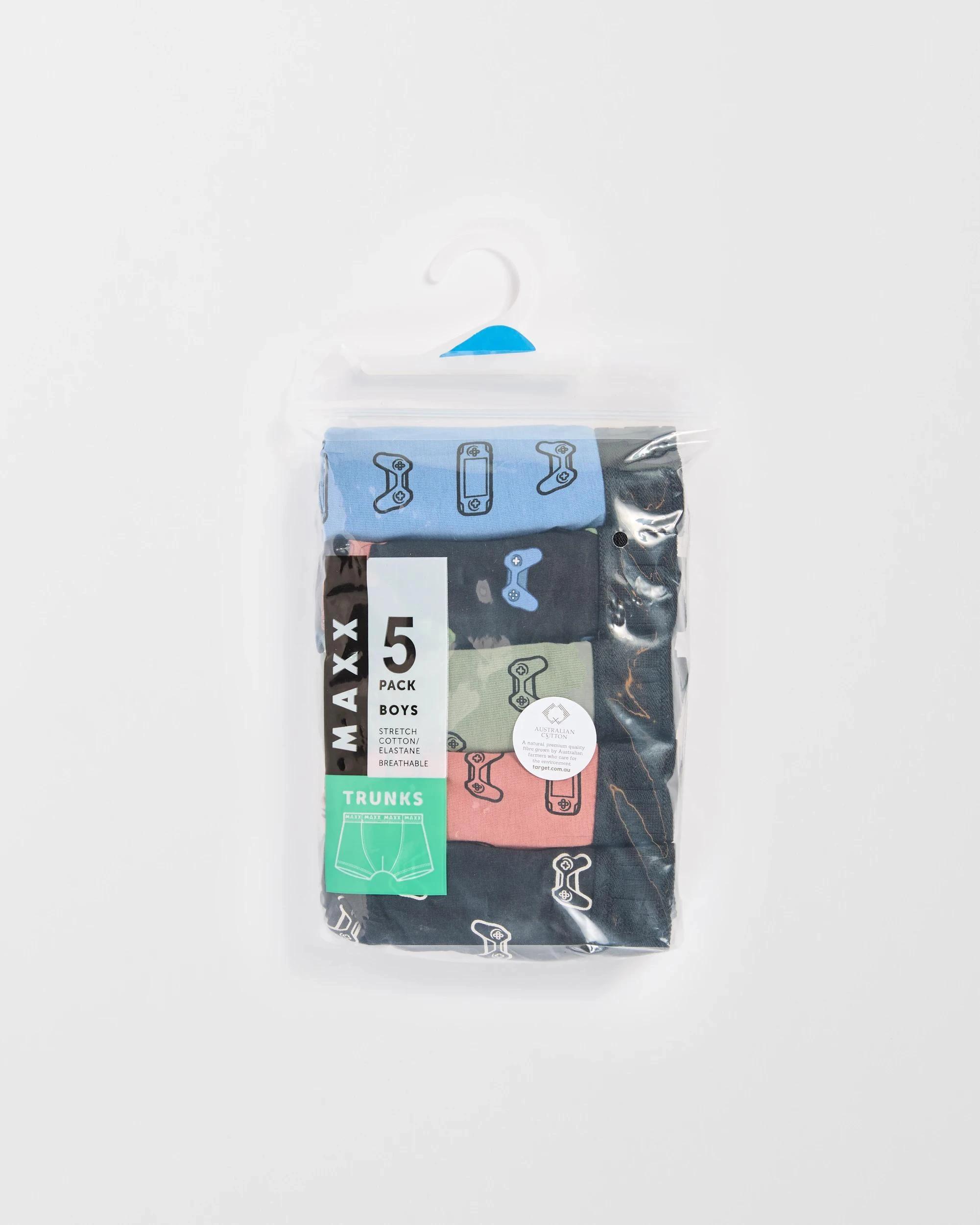 2 Maxx Australian Cotton Blend 5 Pack Older Boys Trunks GAMING, 2 of 2