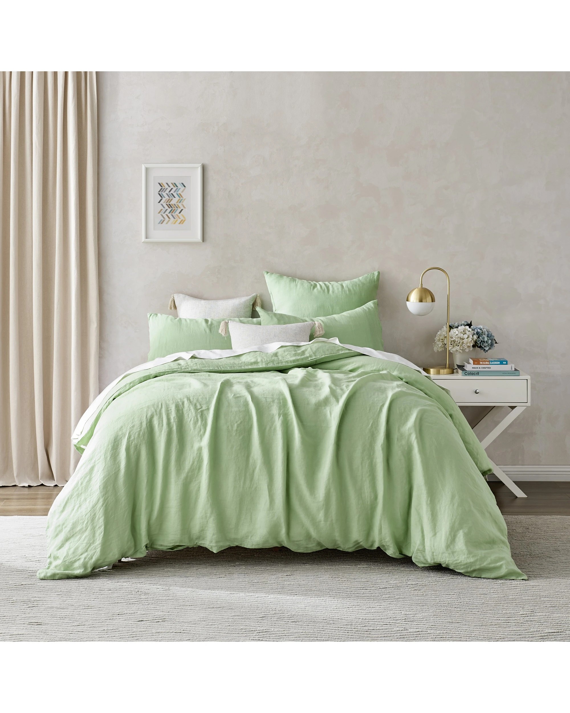 2 Natural Home 100% European Flax Linen Quilt Cover Set - King Bed - Sage, 2 of 10