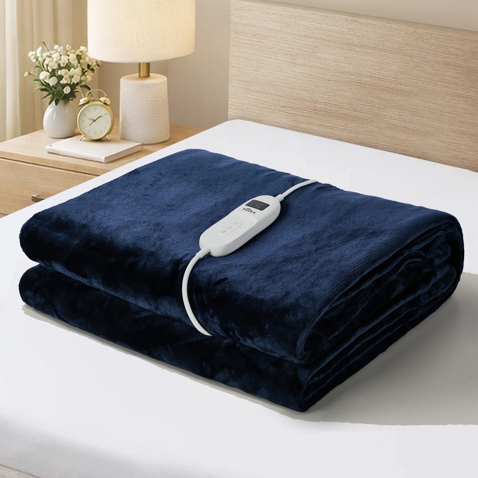 3 Bedra Bedding Electric Throw Rug Washable Heated Blanket Flannel Fleece Winter Warm - Single Bed - Blue, 3 of 10