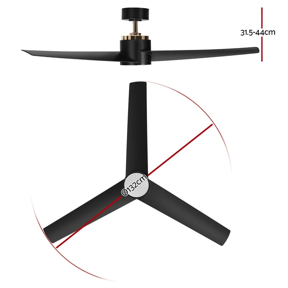 2 Devanti 52'' Ceiling Fan DC Motor w/Light w/Remote - Black, 2 of 6