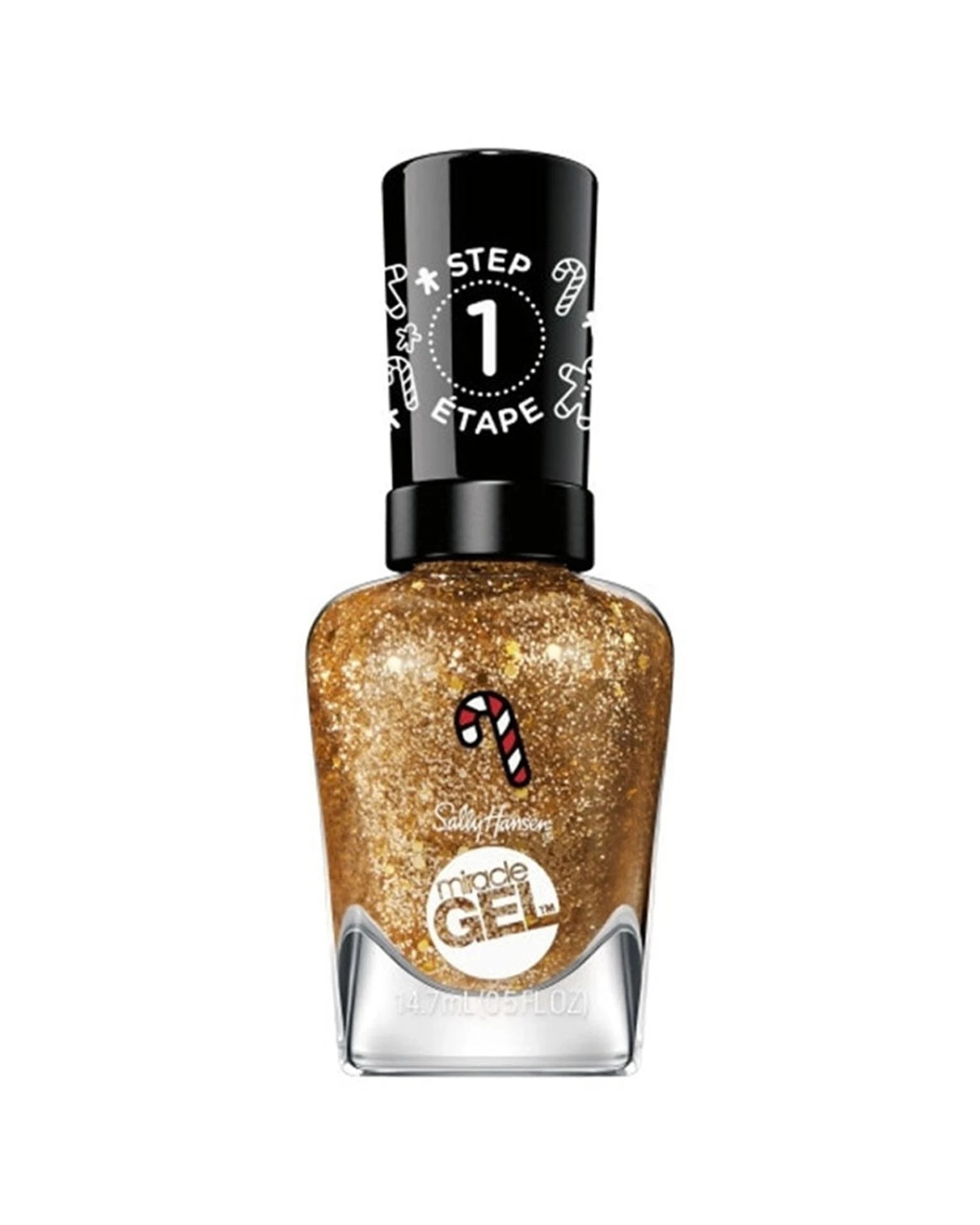 1 Sally Hansen Miracle Gel Nail Polish Less Bitter More Glitter Long-Wear Chip Resistant - Gold, 1 of 1