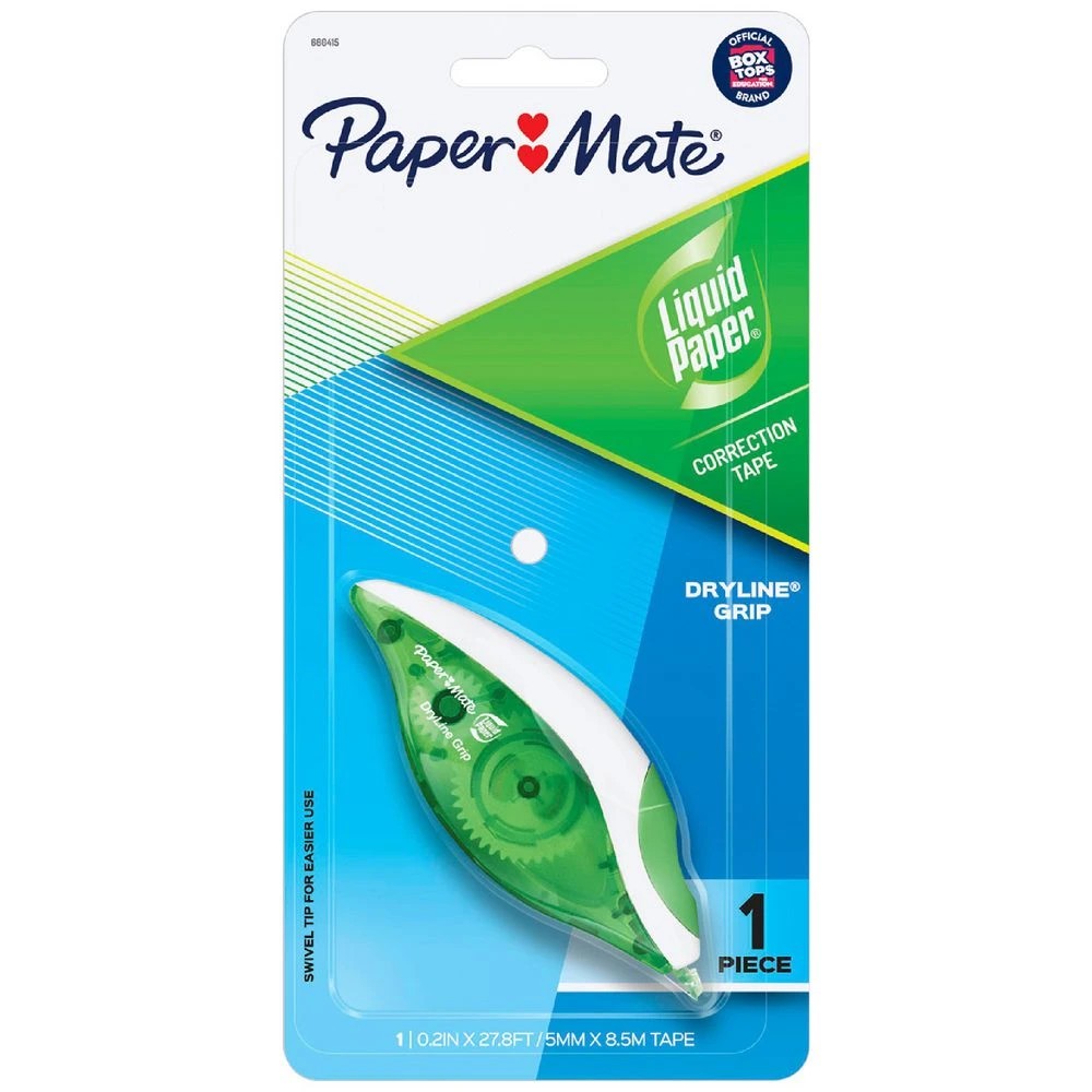 1 Liquid Paper Dryline Grip Correction Tape 5mm x 8.5m Green, 1 of 2