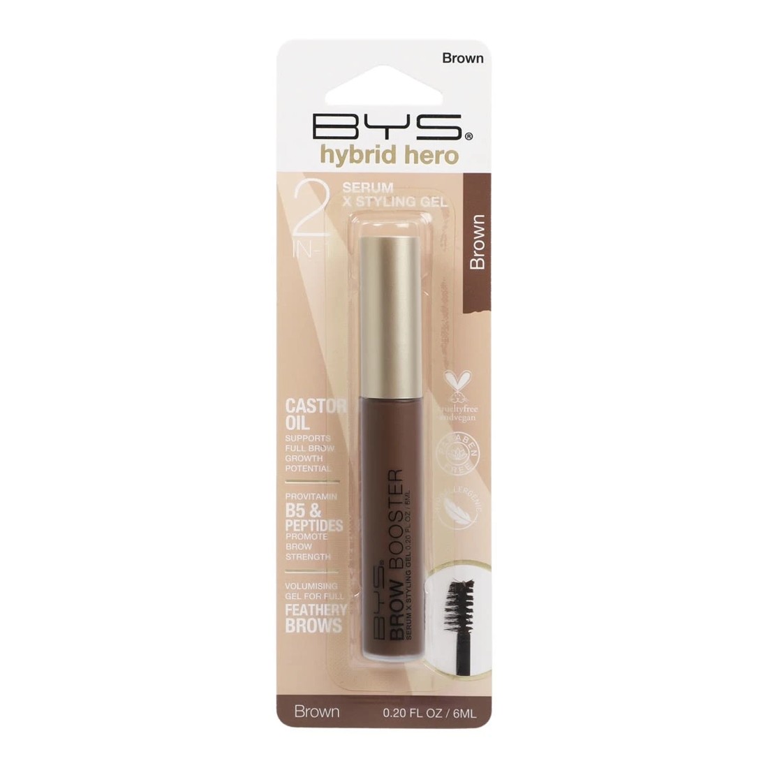 1 BYS Hybrid Hero 2-in-1 Brow Booster Serum x Styling Gel - Brown, 1 of 3