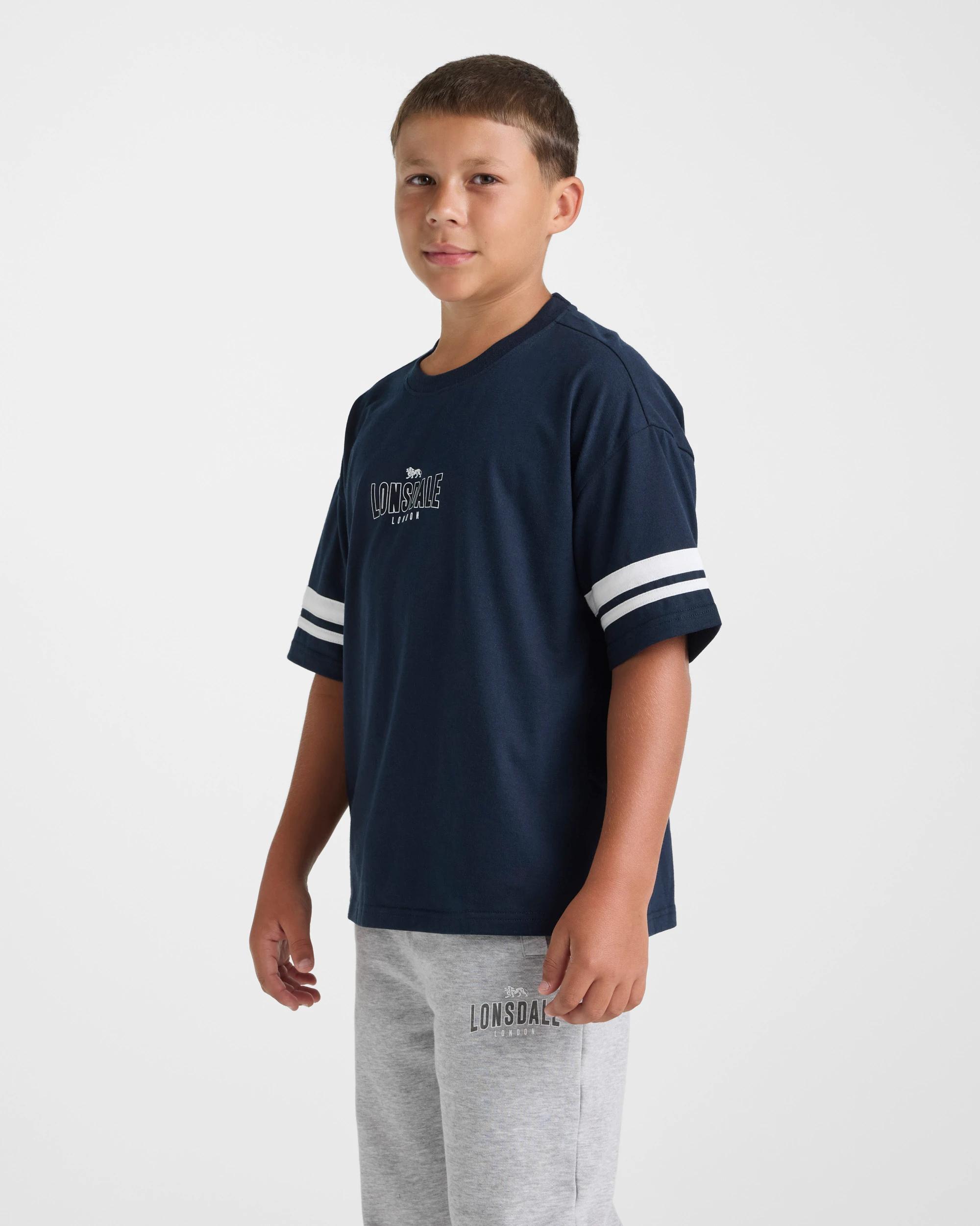 4 Lonsdale London Lonsdale Retro Sport T-Shirt NAVY BLUE, 4 of 5