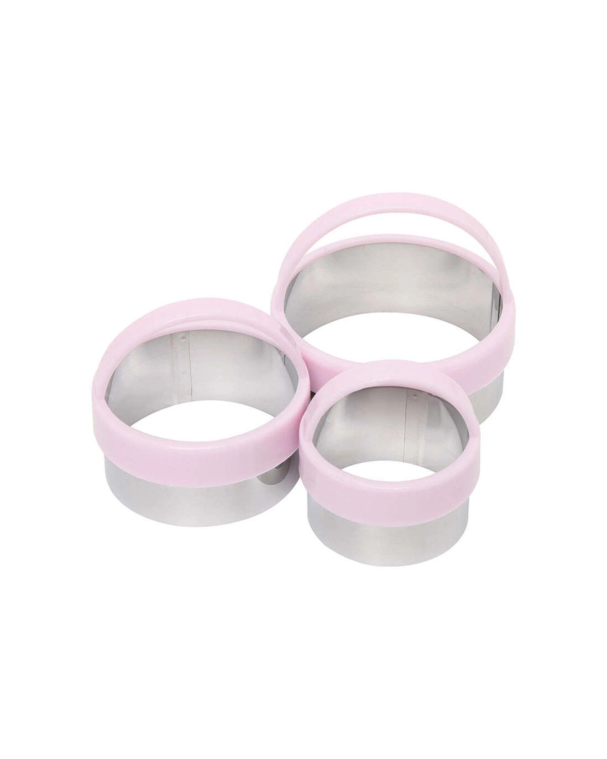 1 Wiltshire 3pc 3 Sizes Scone and Cookie Round Cutters Moulds Pastel - Pink, 1 of 2