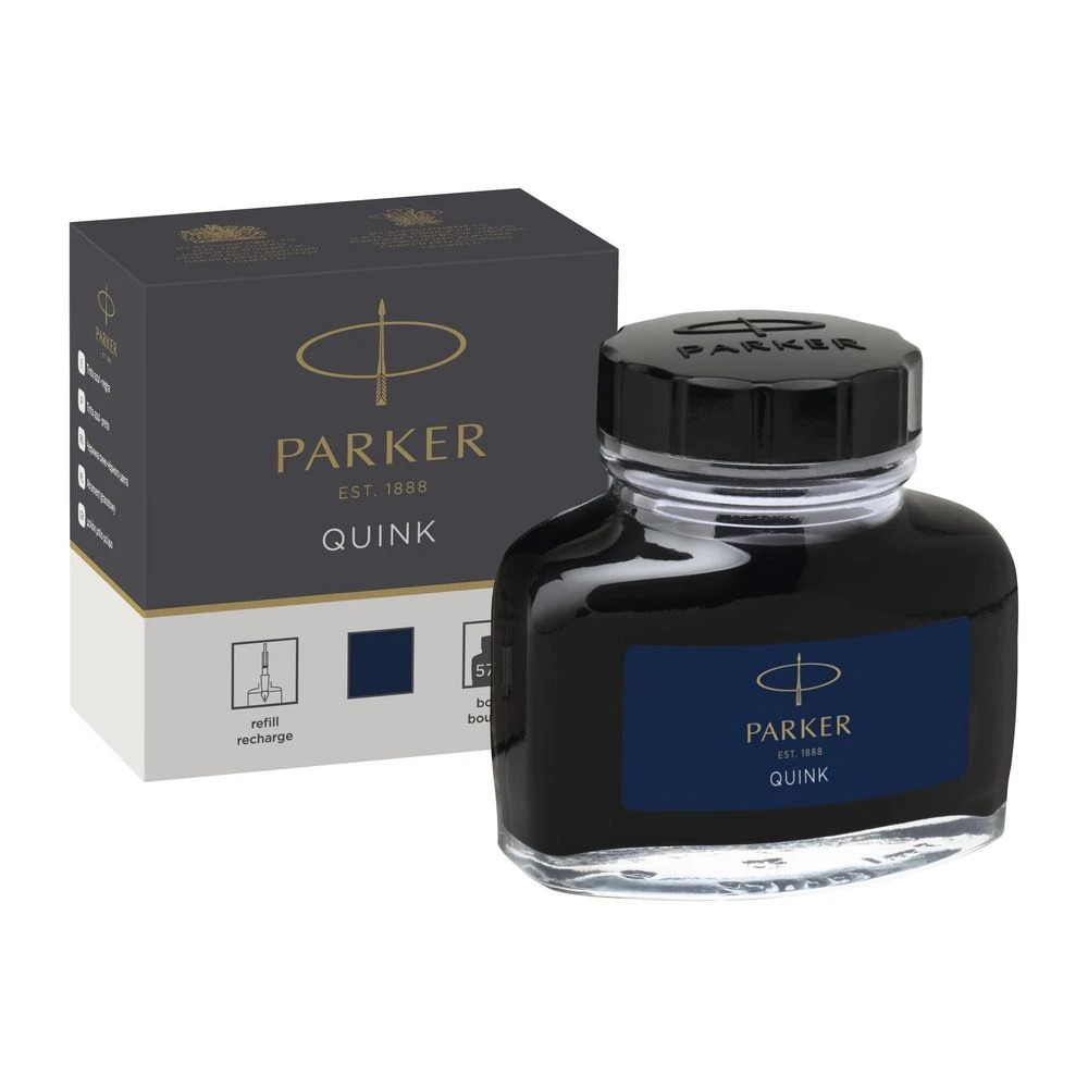 3 Parker Quink Ink Bottle Permanent Blue Black 57 mL, 3 of 9