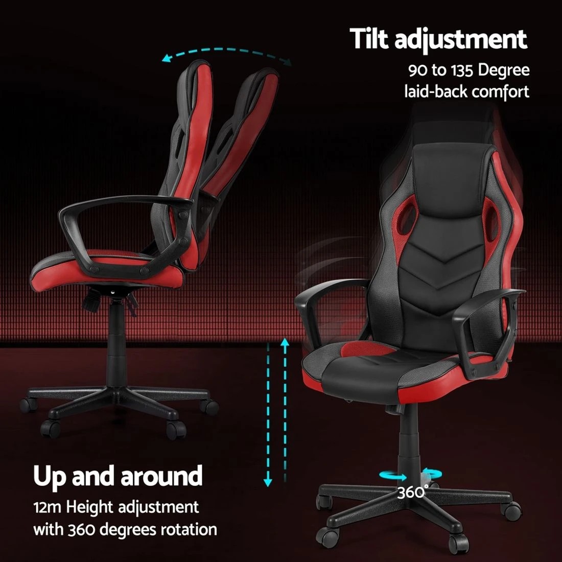 6 Artiss Gaming Office Chair Computer Chairs - Red, 6 of 7