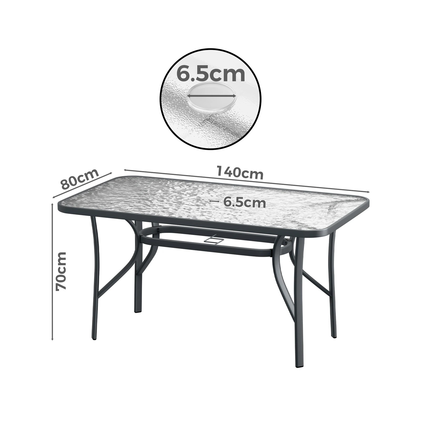 5 Alfordson Outdoor Furniture Patio Dining Table Garden 140CM X 80CM Glass - Grey, 5 of 10