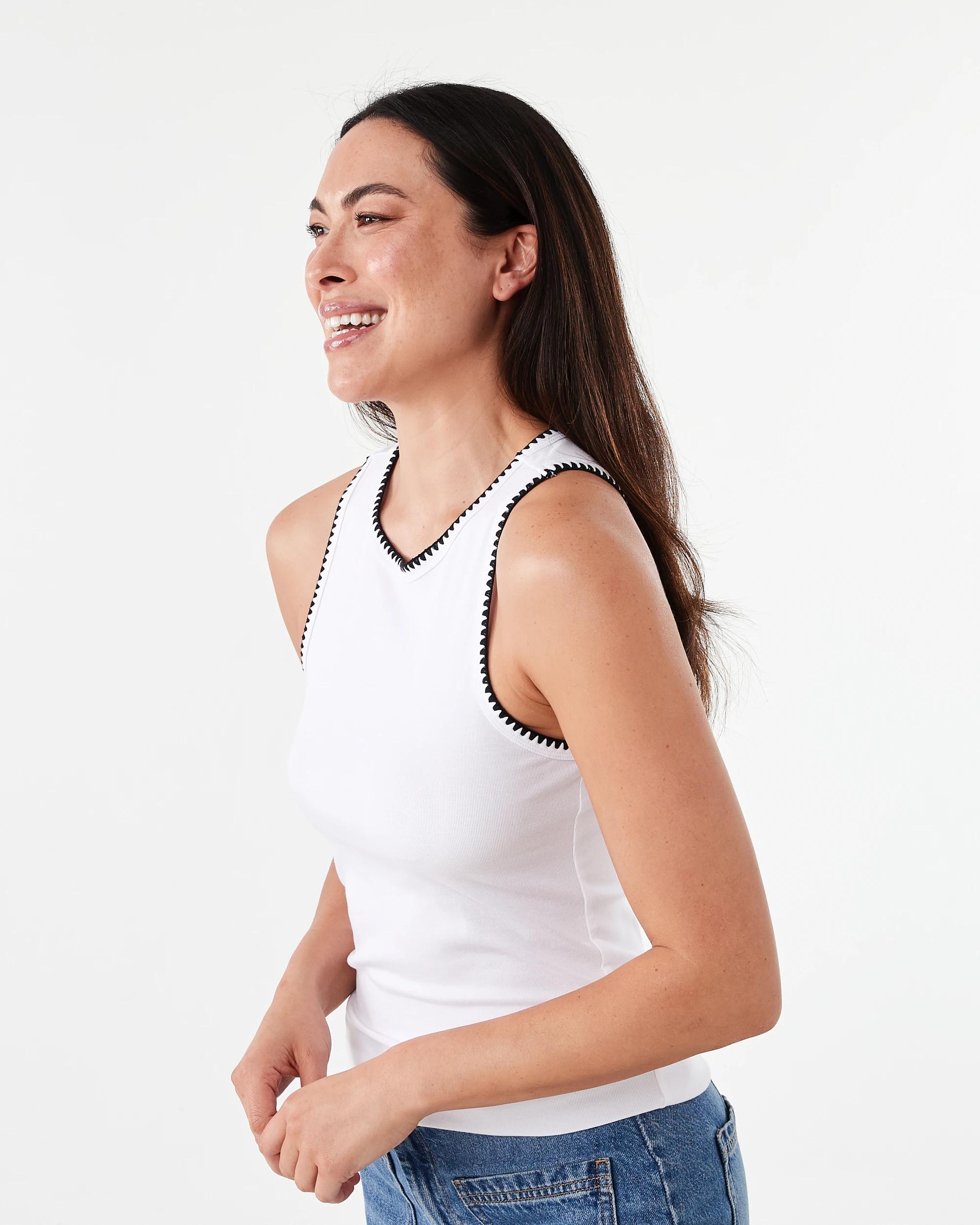 2 Sleeveless Whip Stitch Tank White, 2 of 6