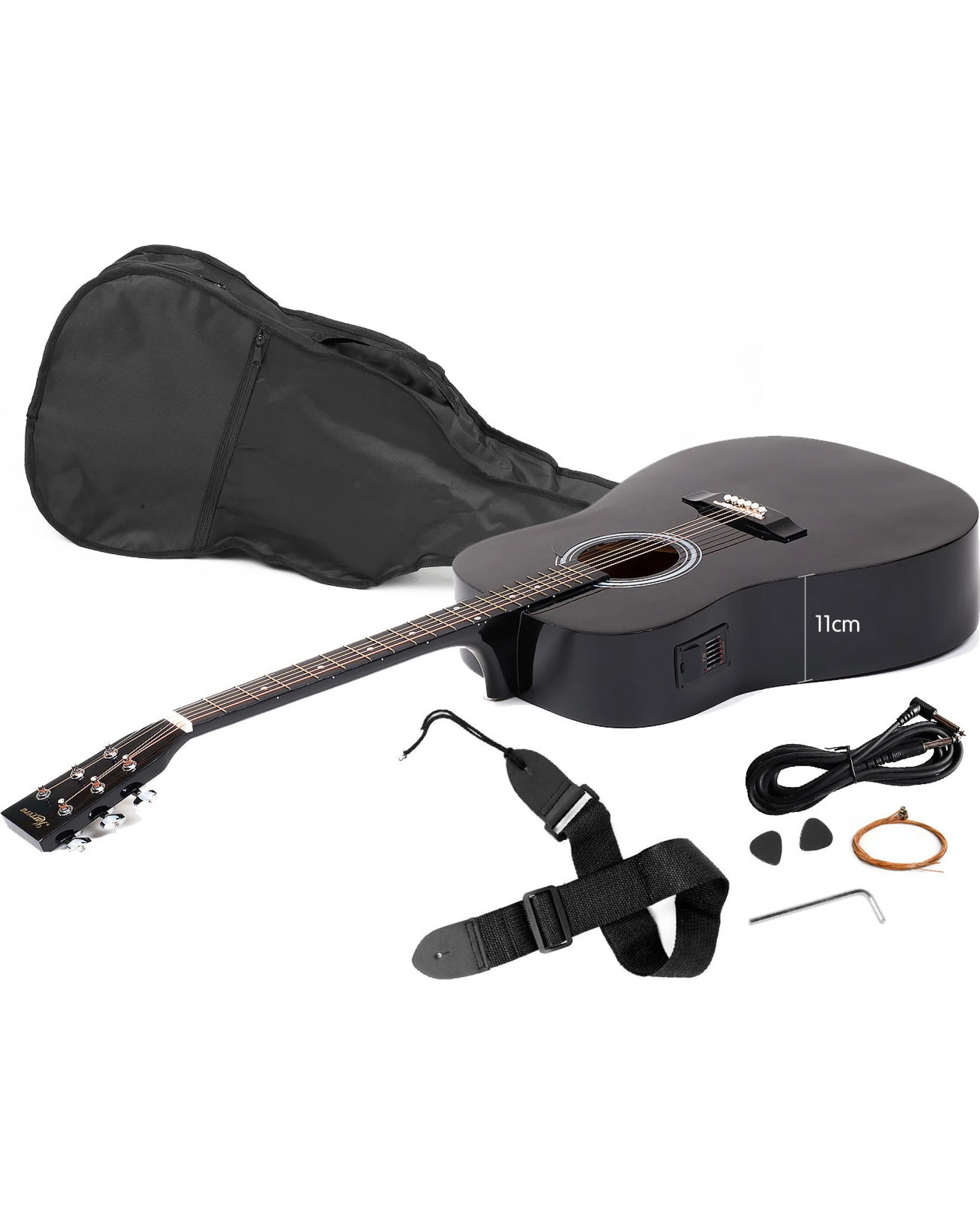 5 Karrera 41in Acoustic Guitar with EQ Band String Musical Instrument - Black, 5 of 7