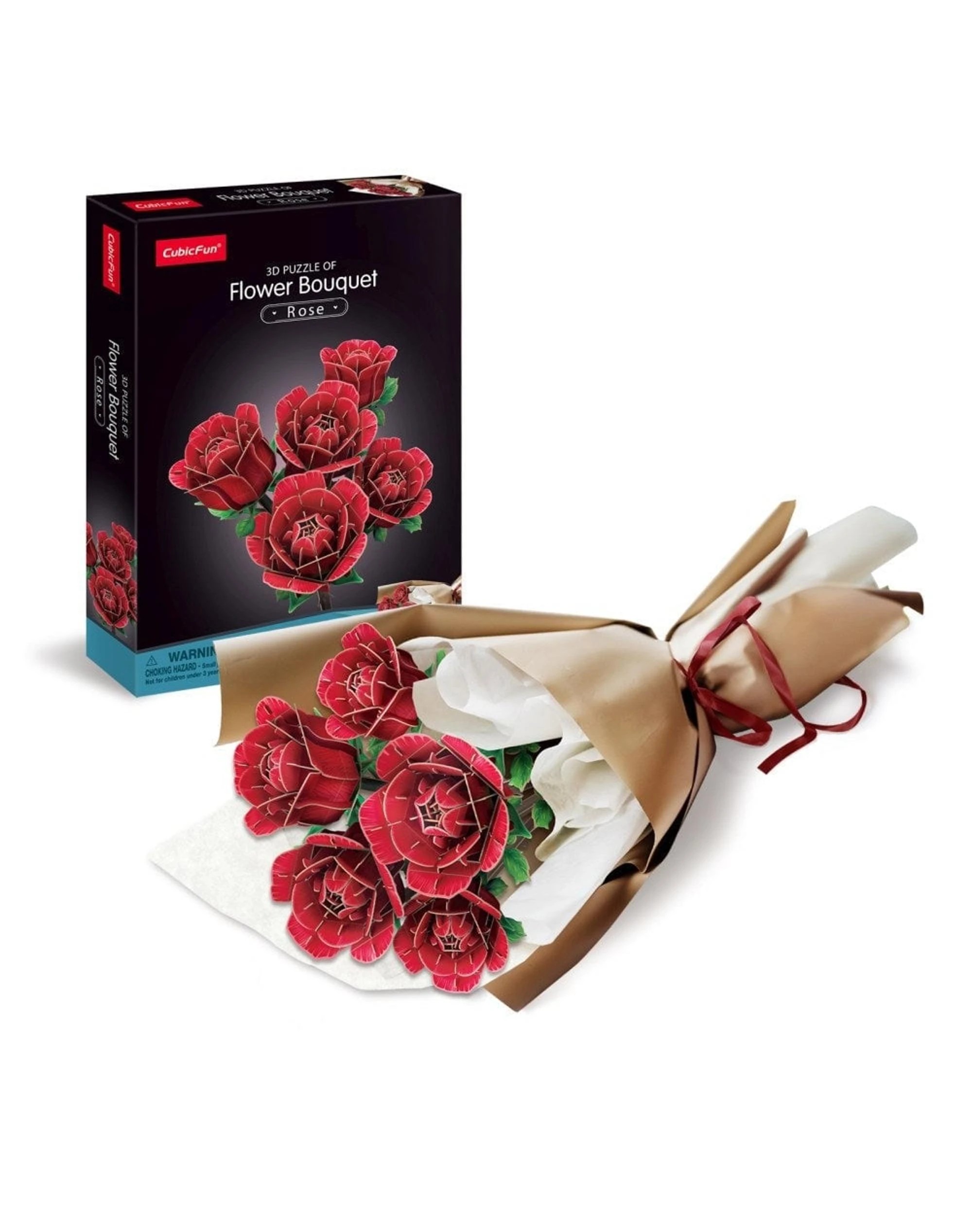 2 CubicFun Flower Bouquet Bundle of Roses 312 Piece 3D Puzzle Model Kit, 2 of 2