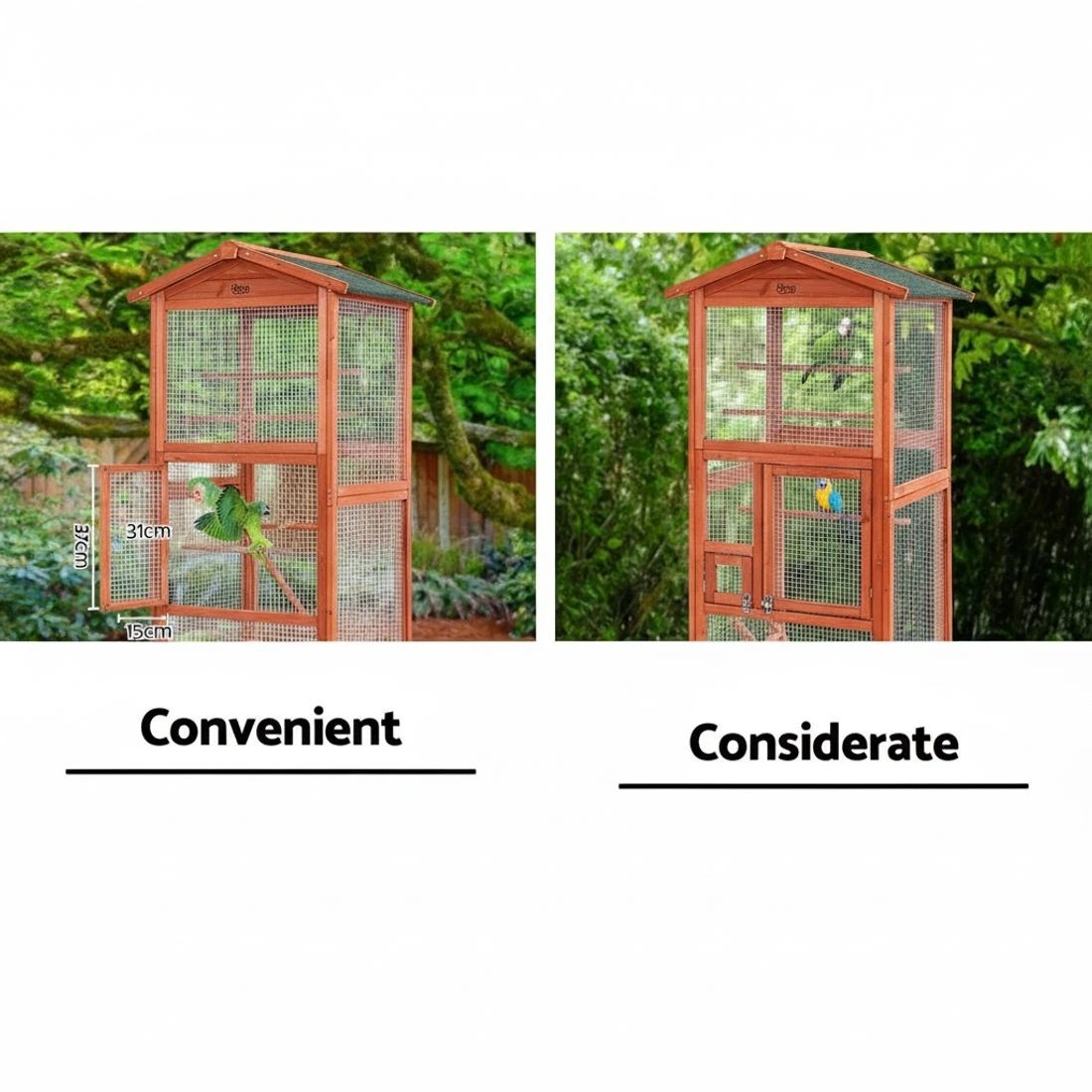 5 i.Pet Bird Cage 72cm x 60cm x 168cm Pet Cages Large Aviary Parrot Carrier Travel Canary en XL - Brown, 5 of 7