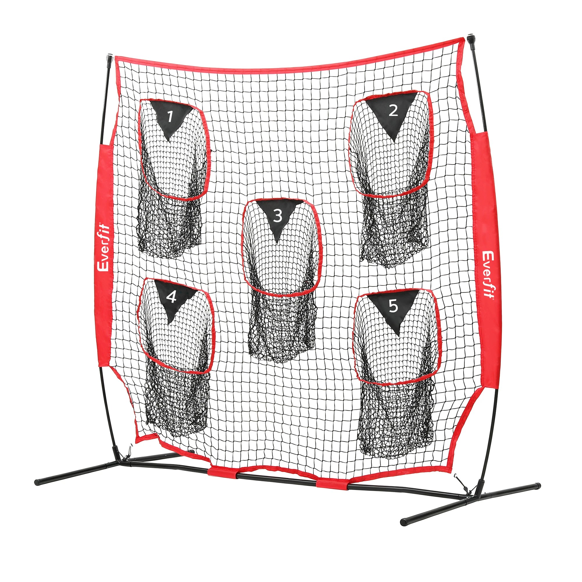 1 Everfit Football Training Net 5 Target Portable Soccer Goal Nets Rebounder - Red, 1 of 8