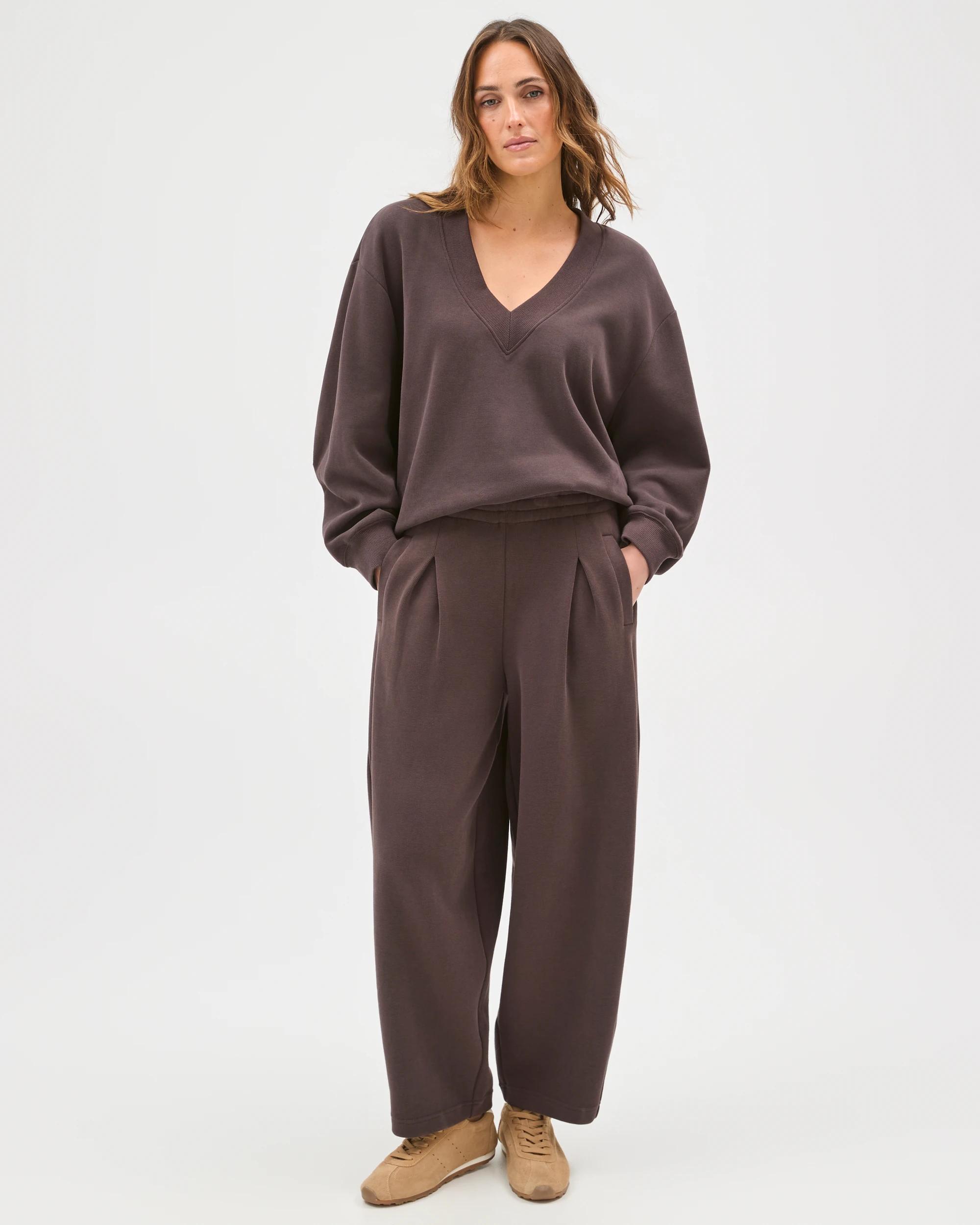 1 Target Active Australian Cotton Blend Sueded Rib Barrel Leg Pants COCOA, 1 of 7