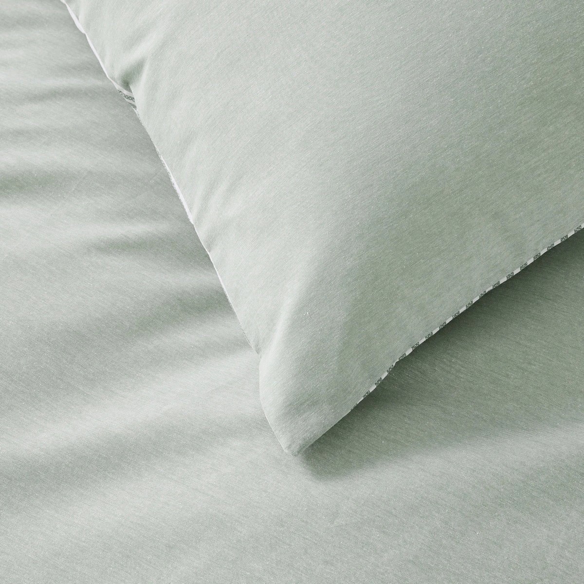 4 Chambray Cotton Rich Reversible Quilt Cover Set - King Bed, Seagrass, 4 of 7