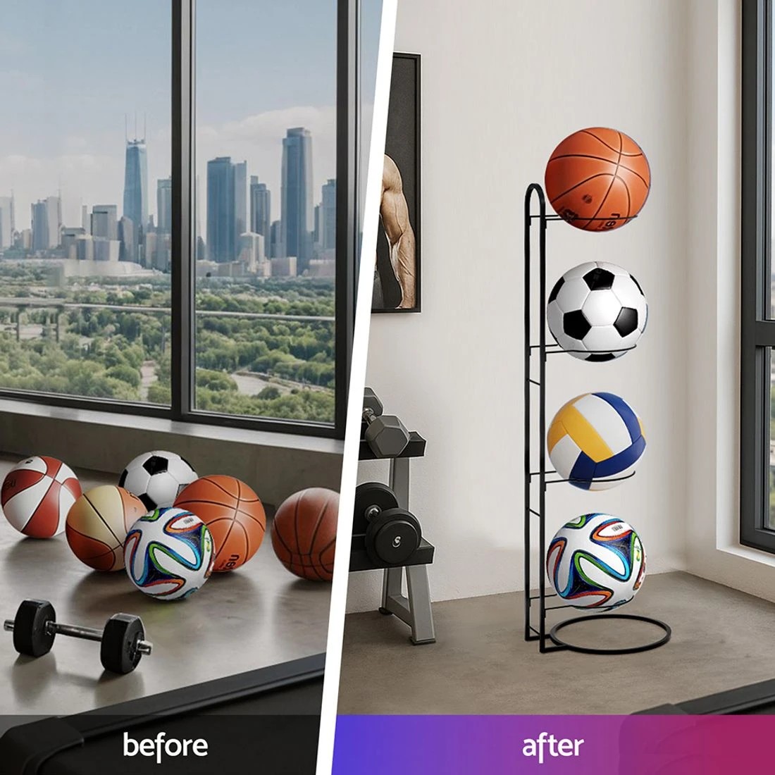 4 Everfit Ball Storage Rack - Black, 4 of 6