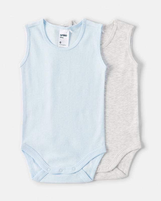 2 Pack Cotton Sleeveless Bodys