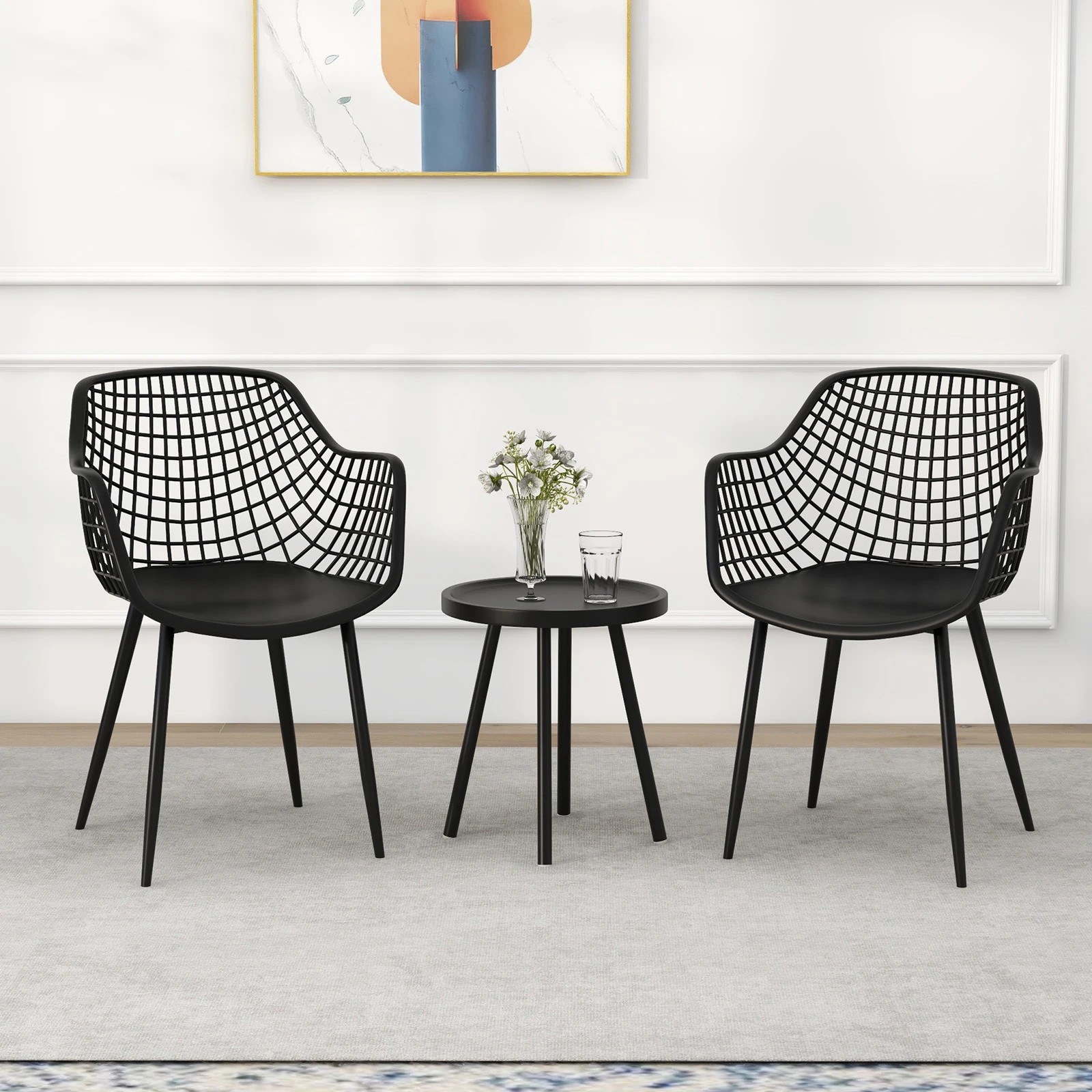 Costway 3PCS Patio Chair Set Bistro Chairs & Side Table Set Indoor ...
