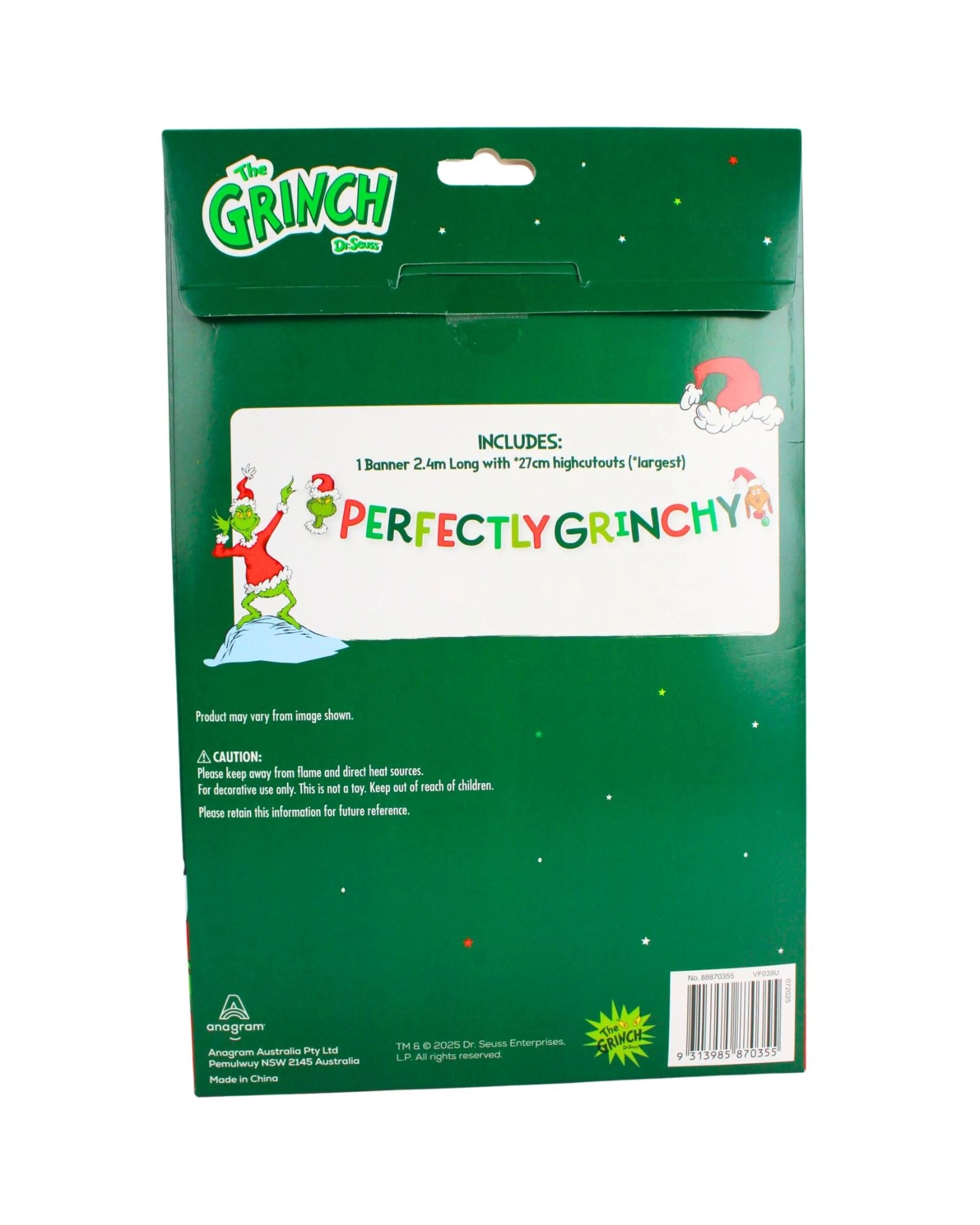 3 CCDS Dr Seuss The Grinch Perfectly Grinchy Christmas Letter Banner 2.4m - Multi, 3 of 3