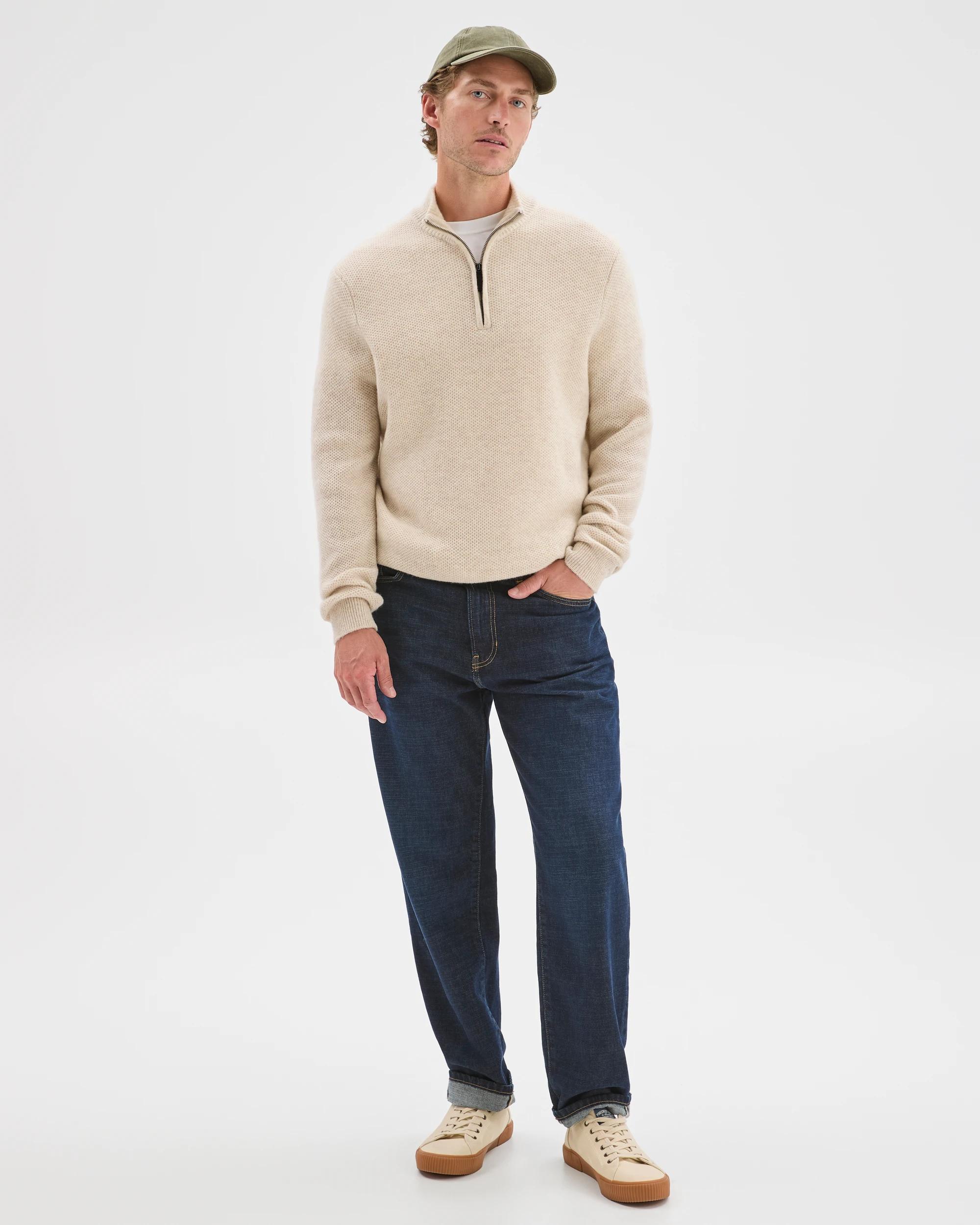 1 Target Man Lambswool 1/2 Zip Knit Jumper OATMARLE, 1 of 6