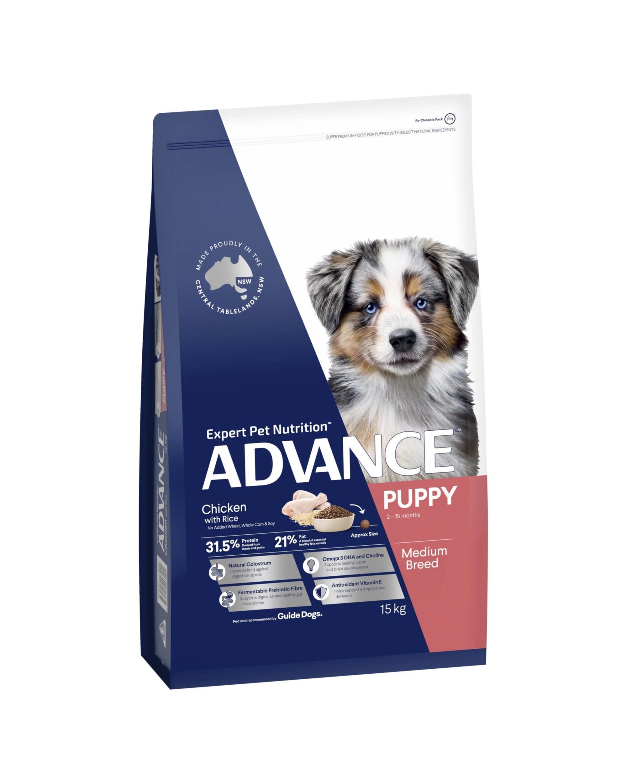 1 Advance Puppy Growth All Breed Dry Dog Food Chicken w/ Rice 15kg, 1 of 3