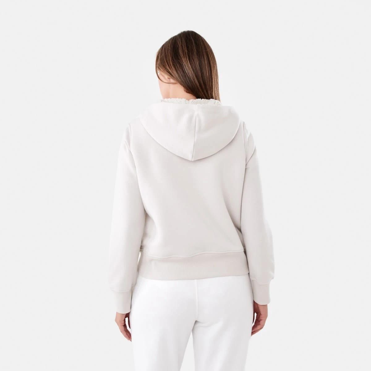 4 Long Sleeve Sherpa Zip Through Hoodie Nat Beige, 4 of 7
