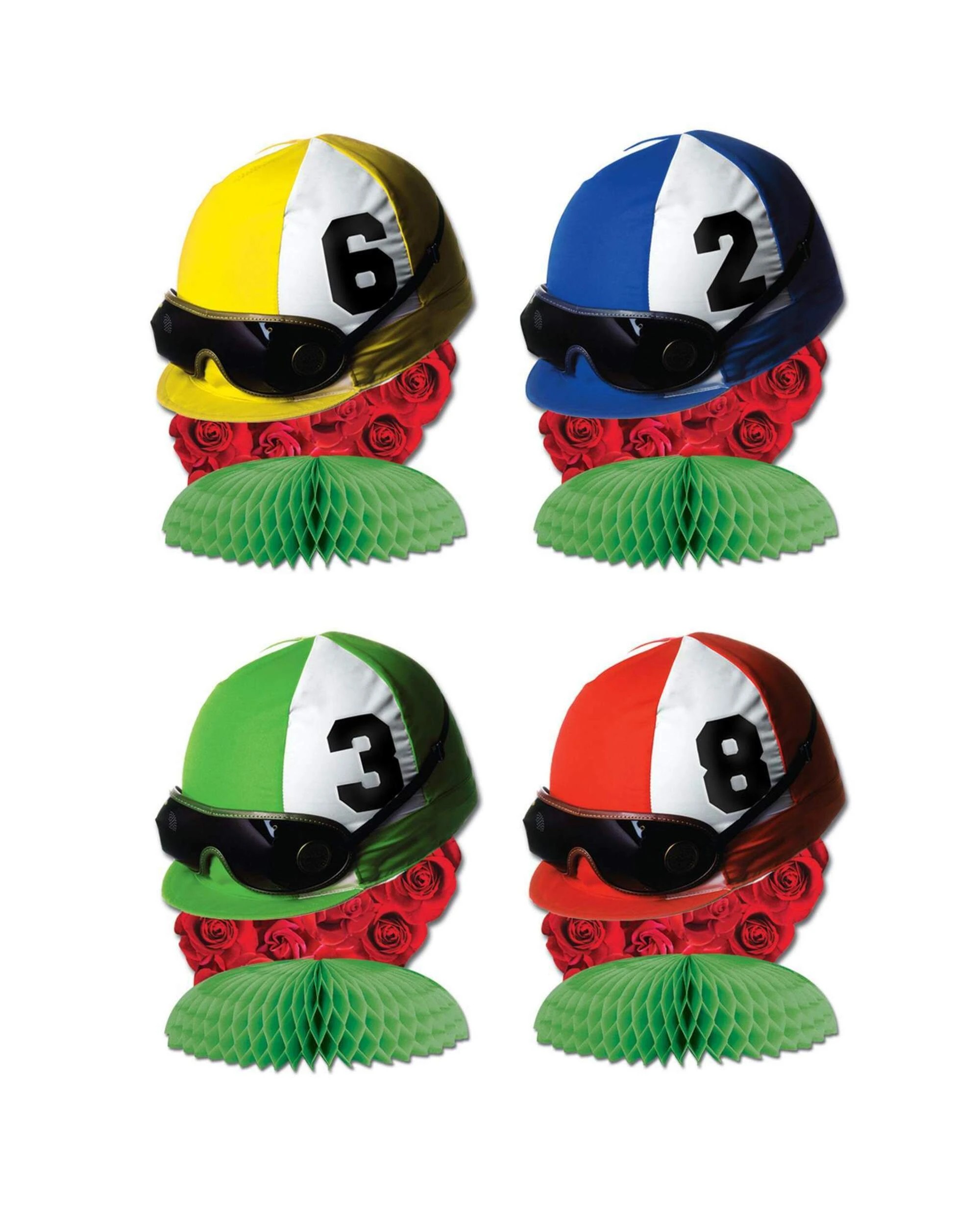 1 Beistle Jockey Helmet Mini Honeycomb Centrepieces Pack of 4 - Multi, 1 of 1