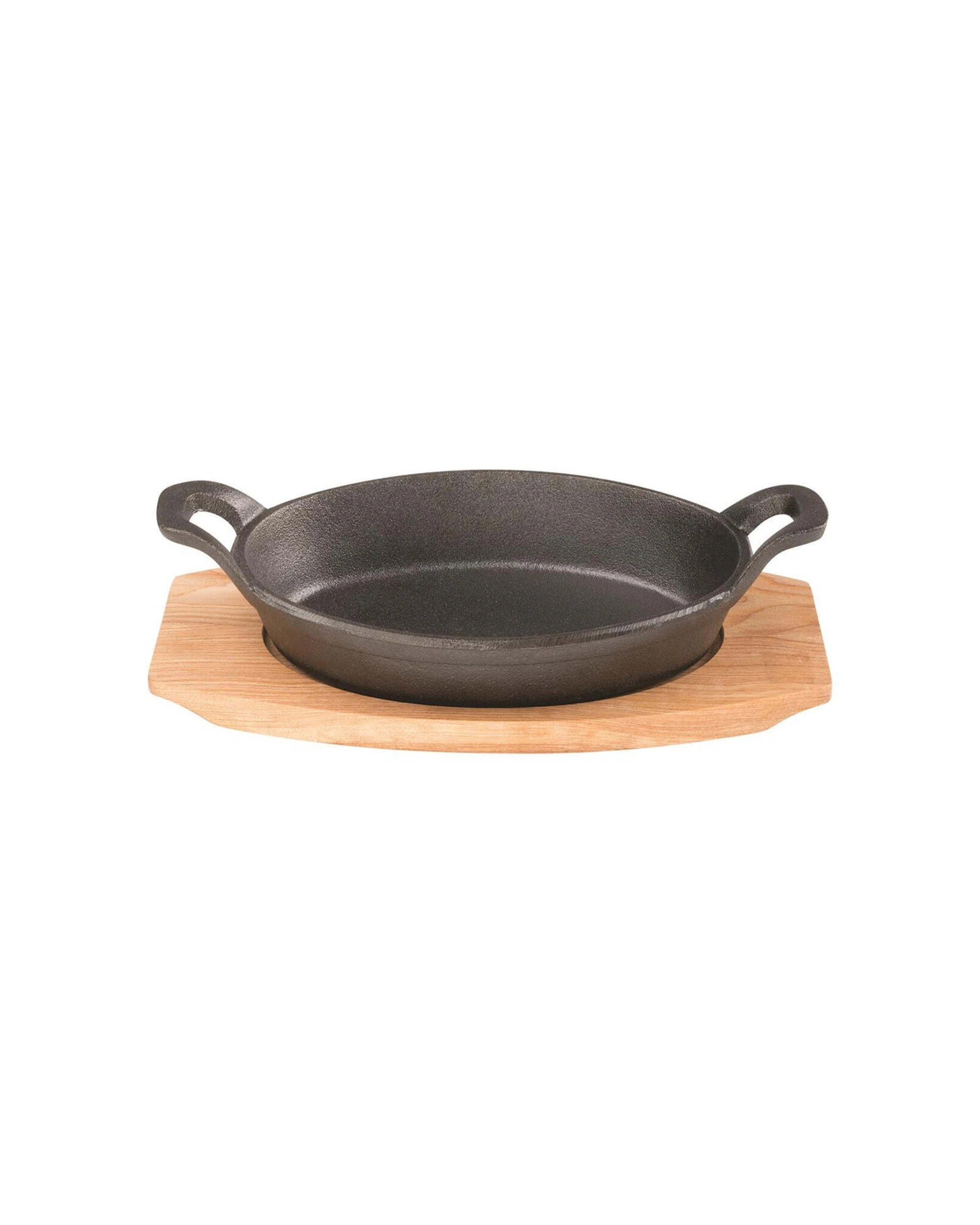 1 Pyrolux Pyrocast Oval Pre-seasoned Cast Iron Gratin With Maple Tray 15.5cm - Black, 1 of 3