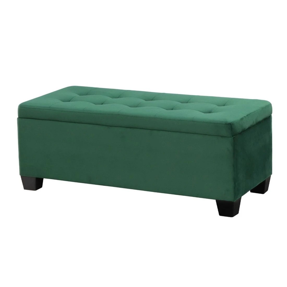 1 Artiss Storage Ottoman 97cm Blanket Box Velvet Green - Green, 1 of 6