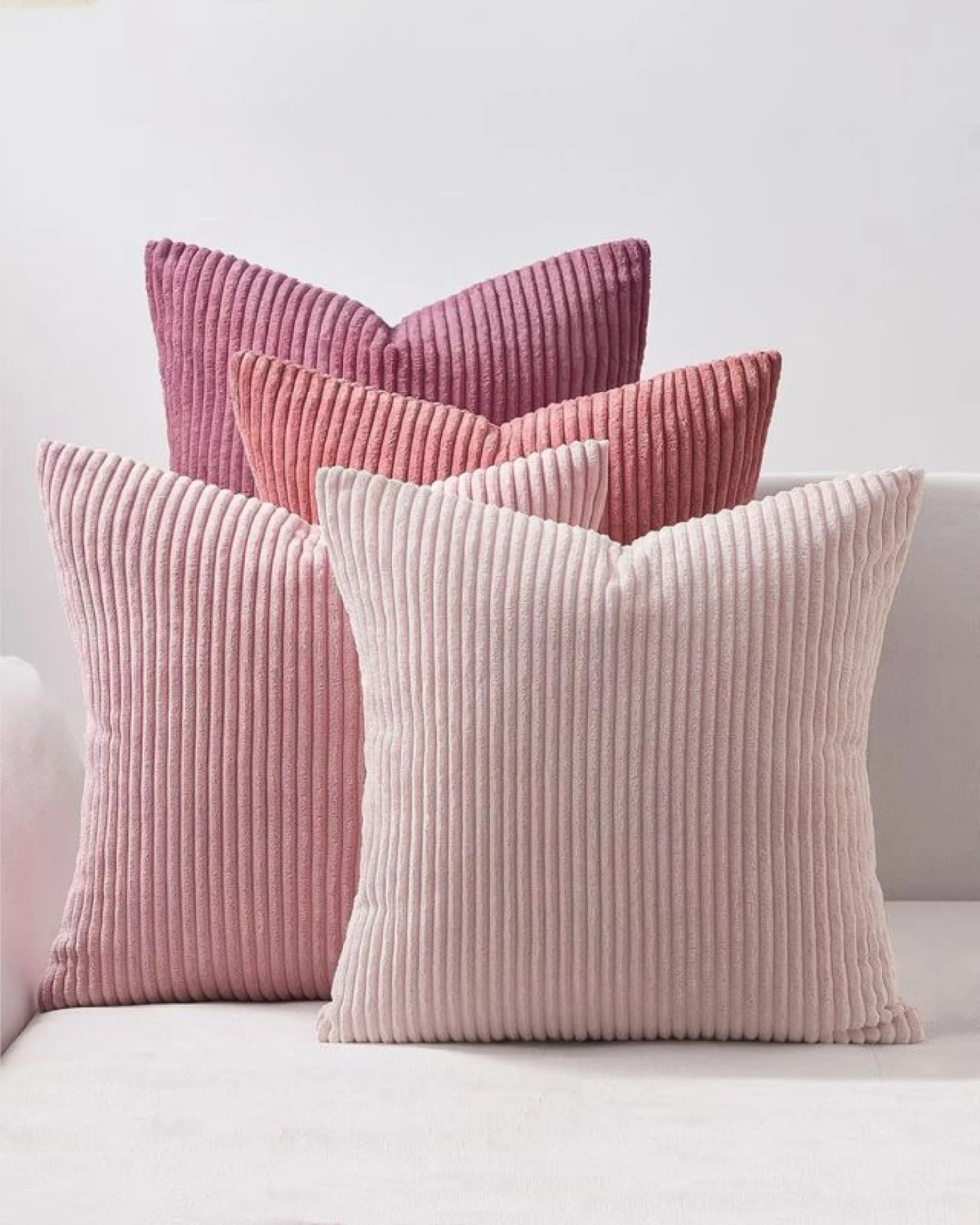 1 Gioia Casa 4-Pack Corduroy Velvet Cushion Covers 45x45cm - Pink, 1 of 6