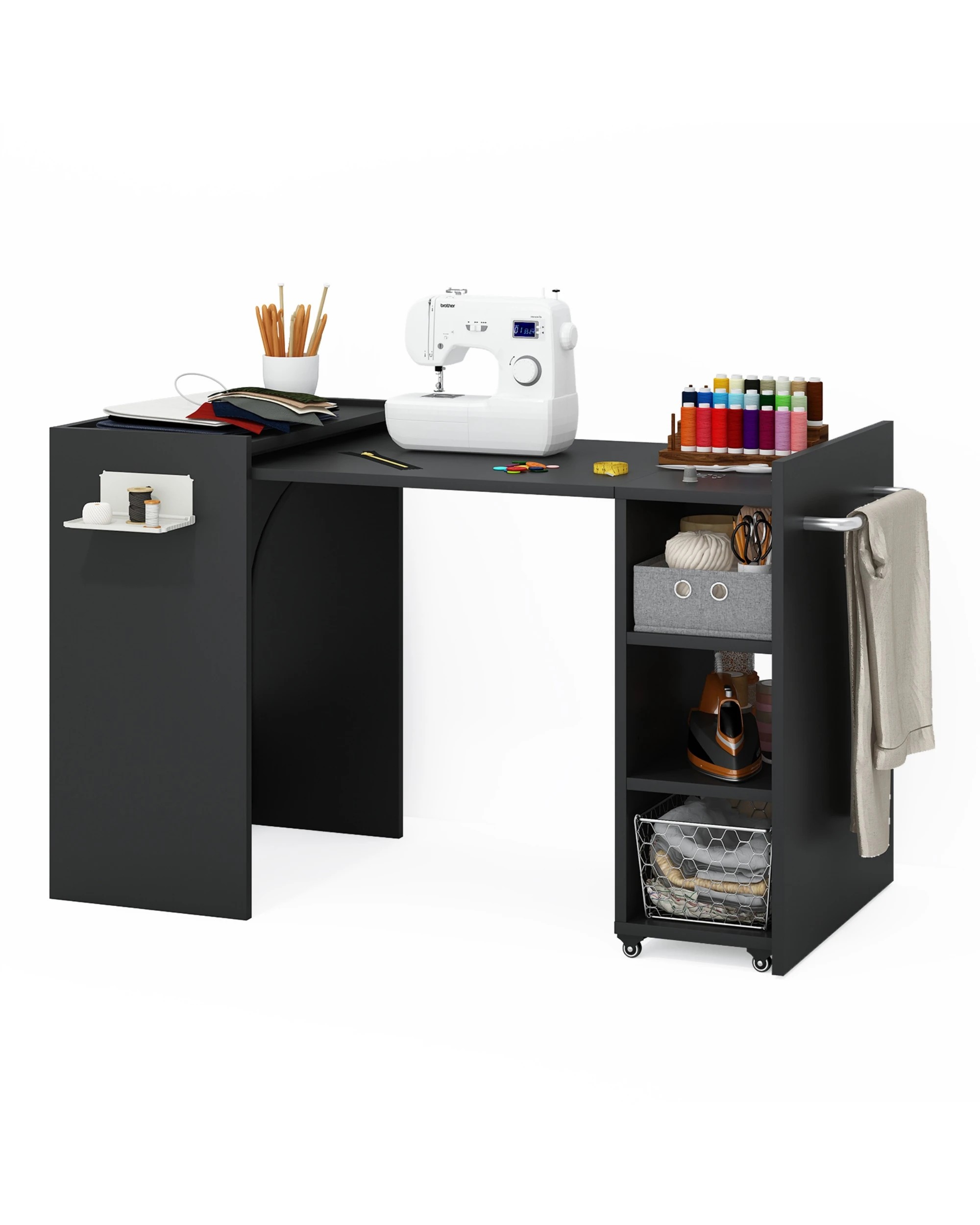 2 Advwin Computer Desk Folding Sewing Table - Black, 2 of 7