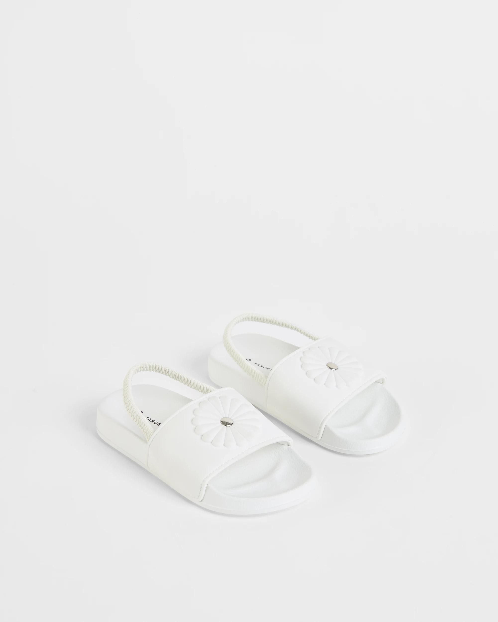 2 Target Kids Flower Slingback Slides WHITE, 2 of 3