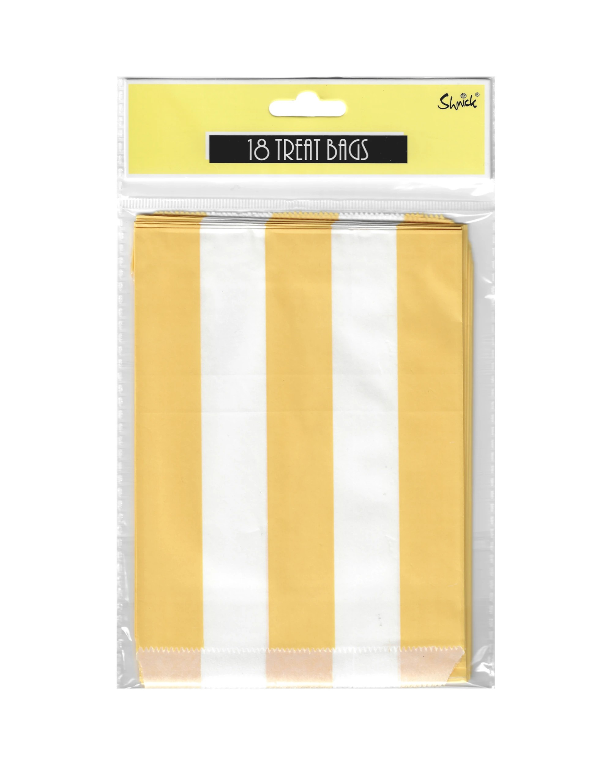 3 Shmick Light Yellow and White Stripe Paper Lolly Treat Bags Pack of 18 - Yellow, 3 of 3