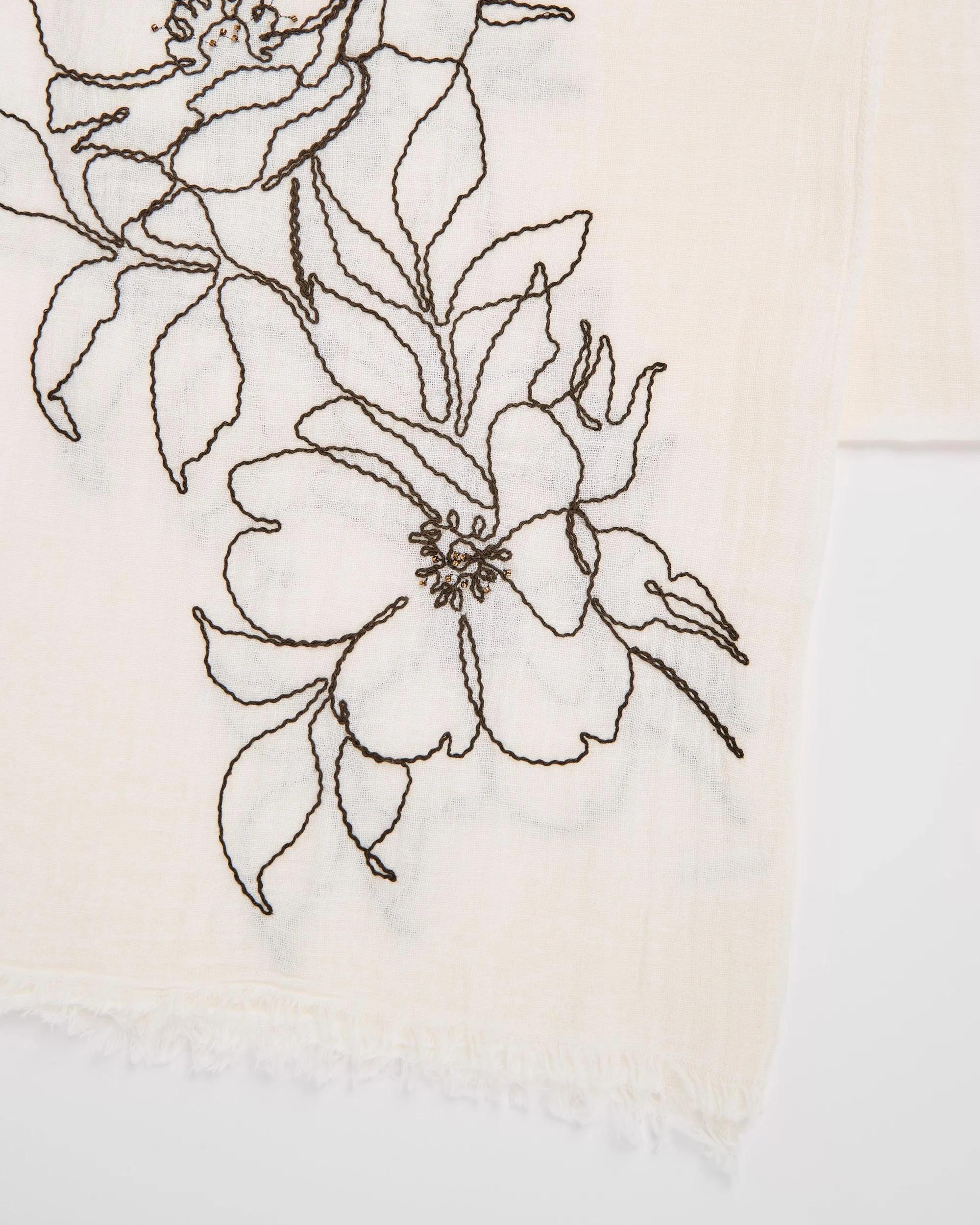 2 Target Woman Cotton/Linen Blend Embroidered Scarf WHITE, 2 of 2