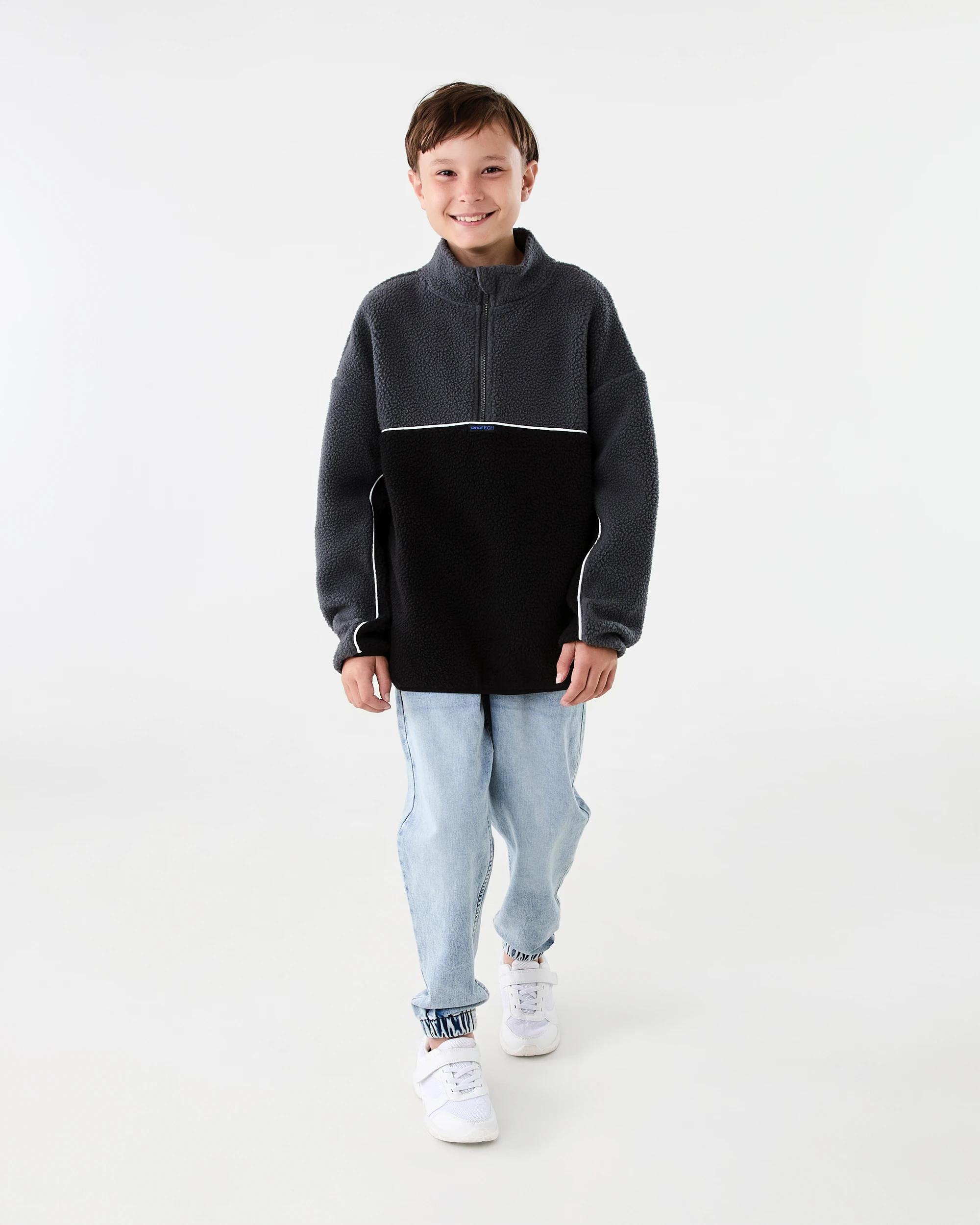 7 Polar Fleece Quarter Zip Sweatshirt Blk Sand, 7 of 8